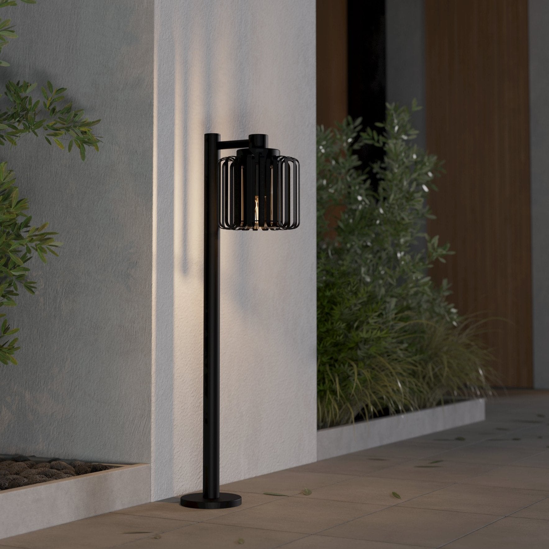 eglo selinus ip65 led black metal pathway bollard