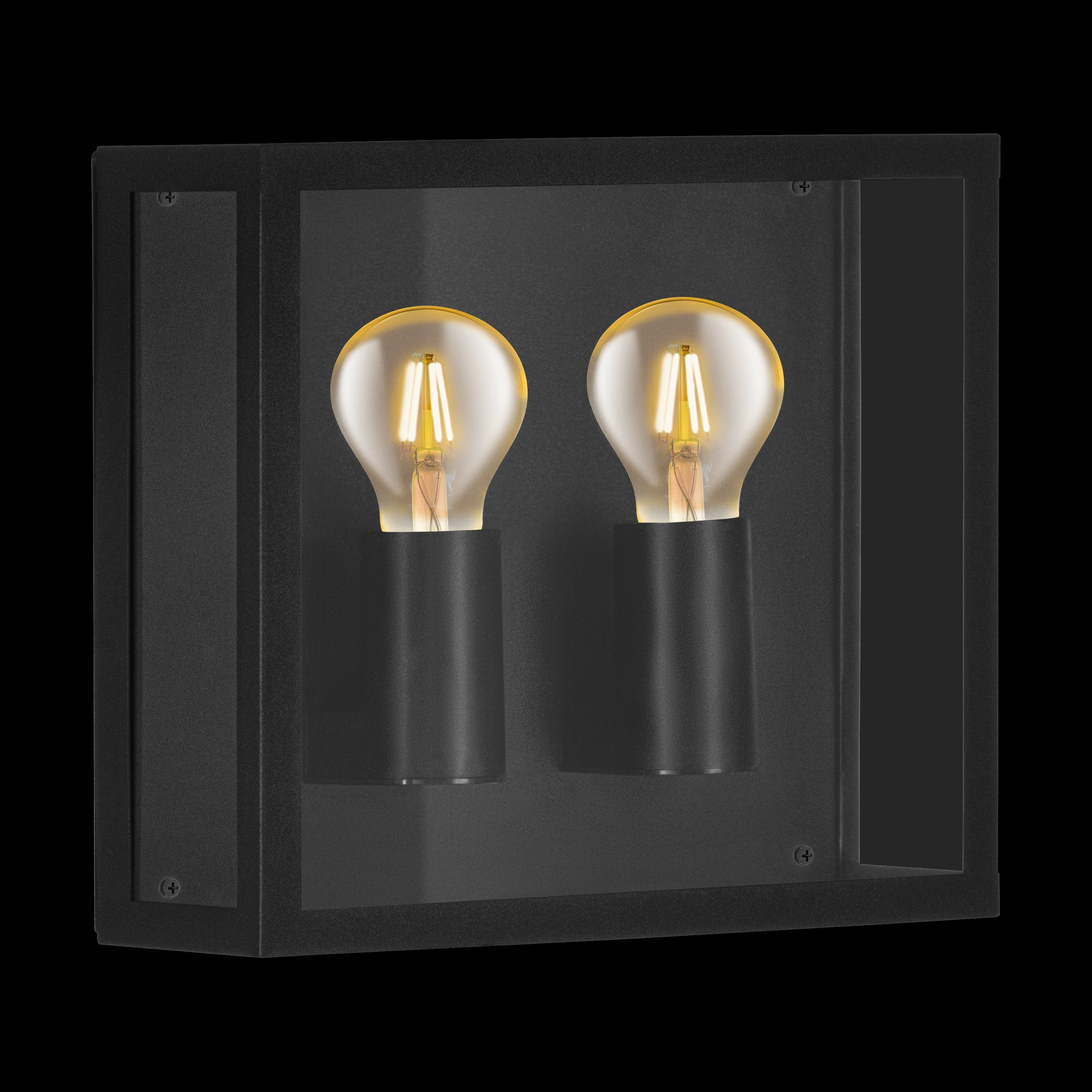 eglo alamonte 1 ip44 2 light black outdoor wall light living room image