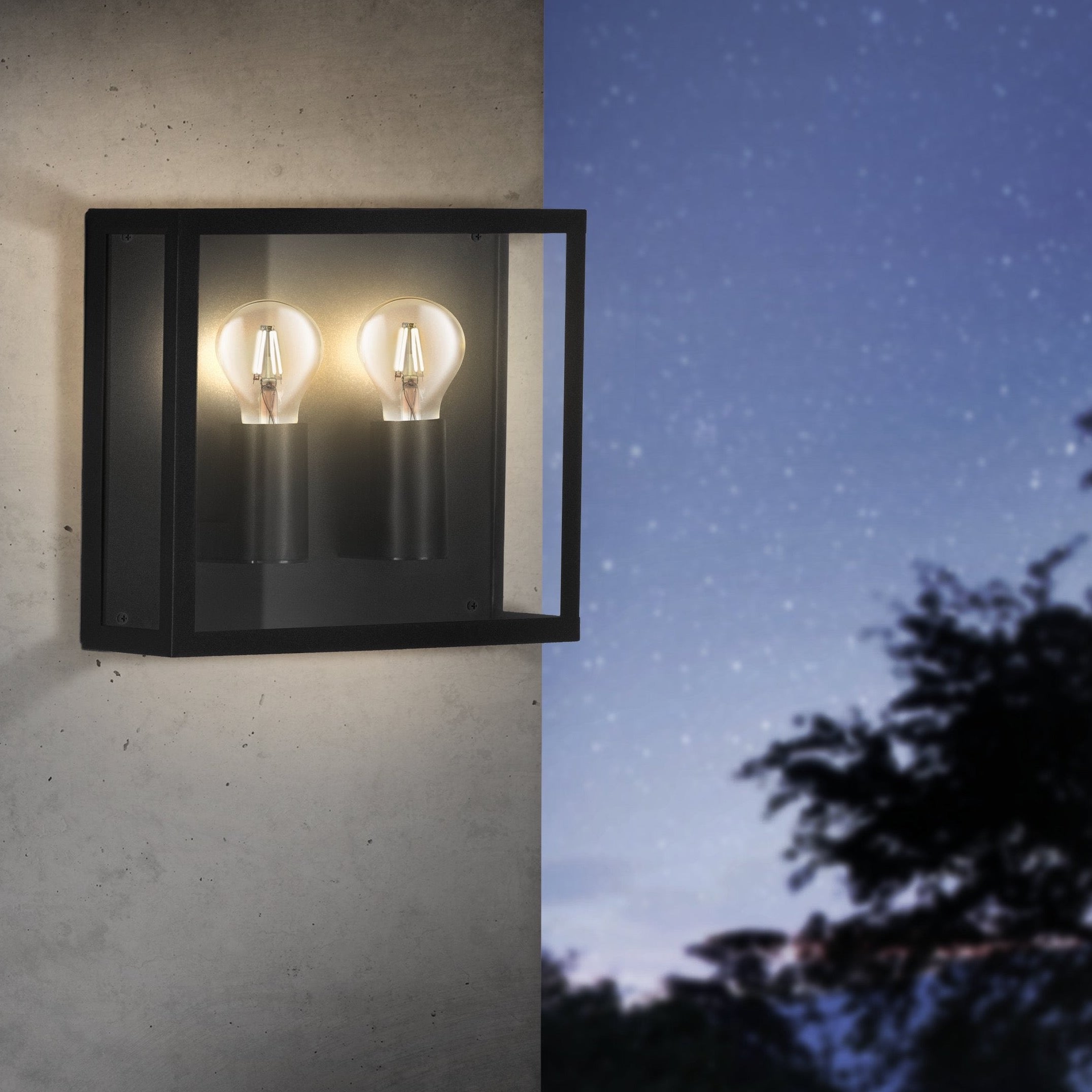 eglo alamonte 1 ip44 2 light black outdoor wall light