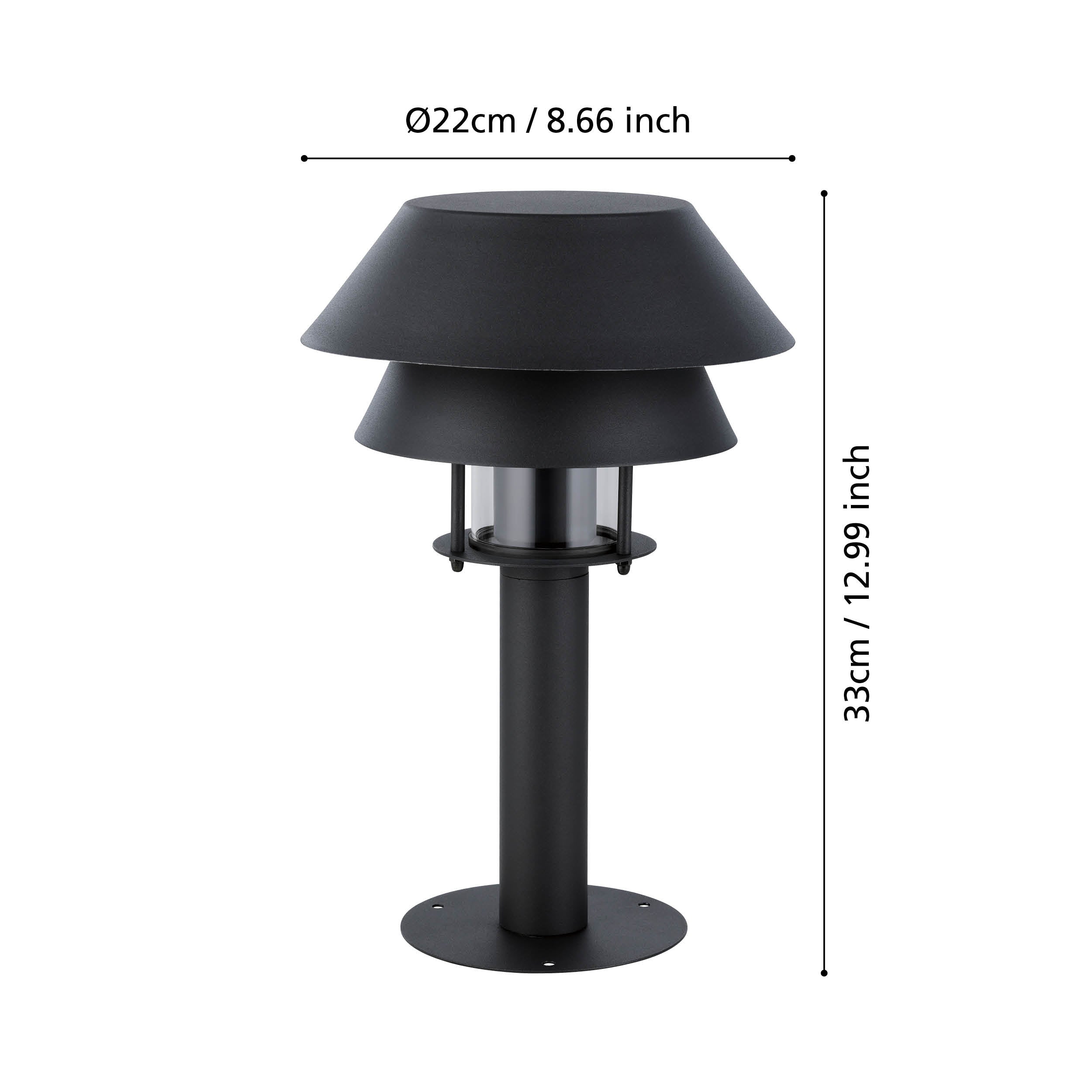 eglo chiappera black ip65 outdoor pedestal light living room close up