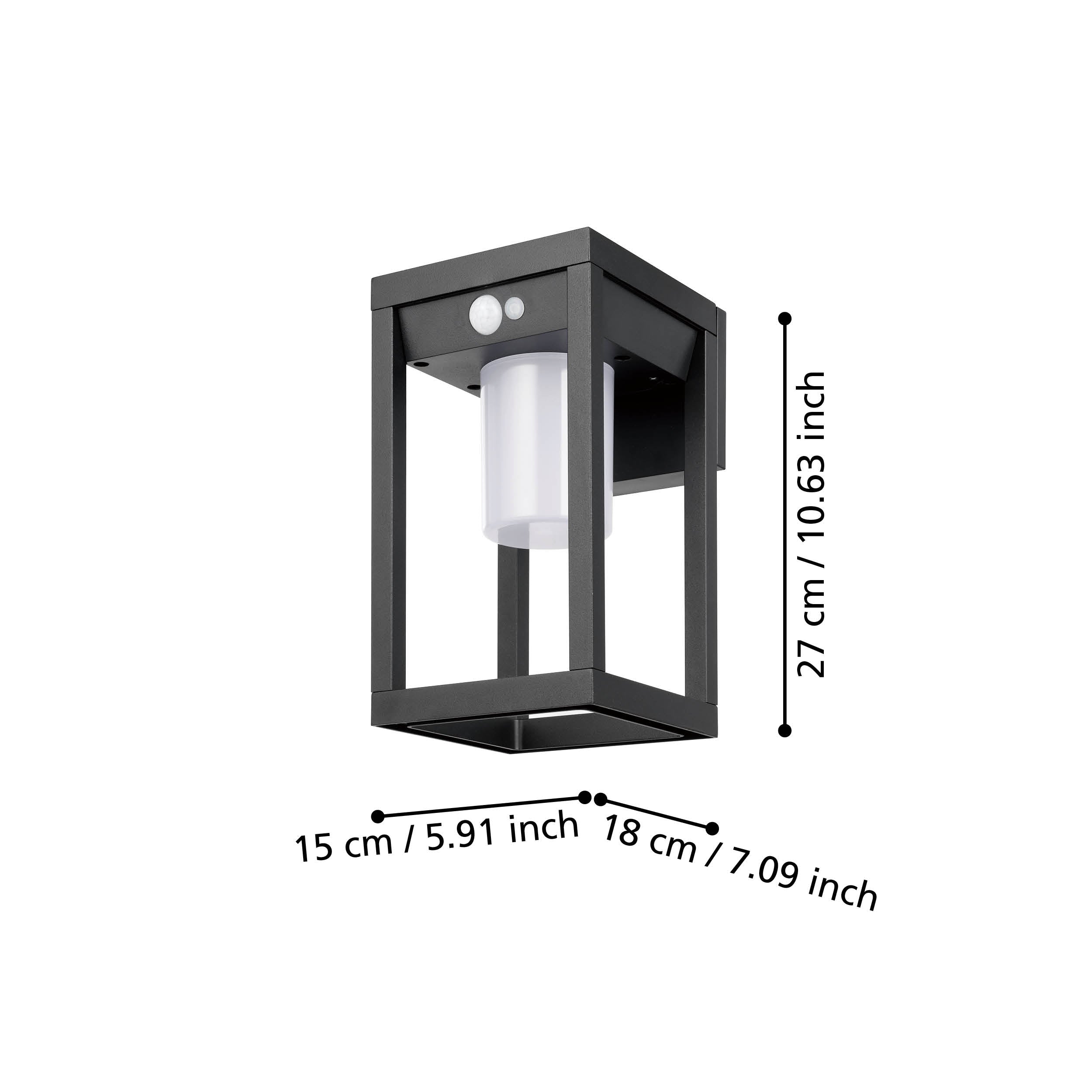 eglo martano black solar wall light ip44 kitchen lighting