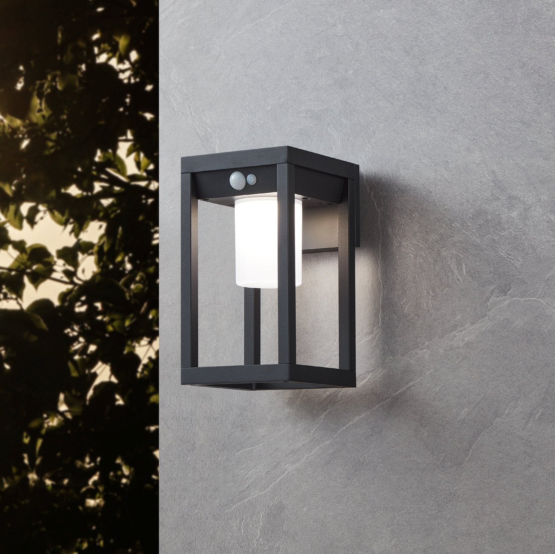 eglo martano black solar wall light ip44