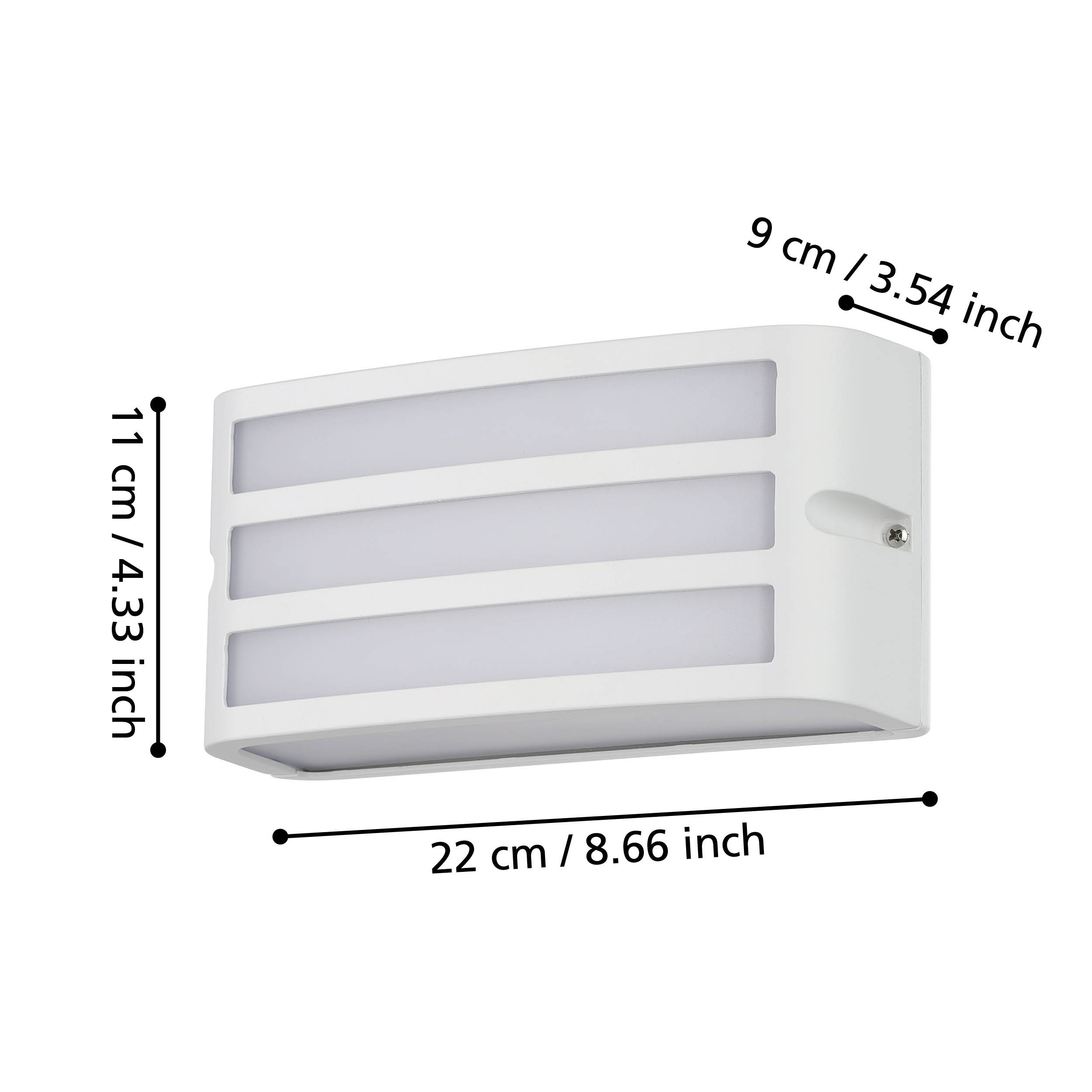 eglo camarda ip54 white rectangular outdoor wall light living room close up