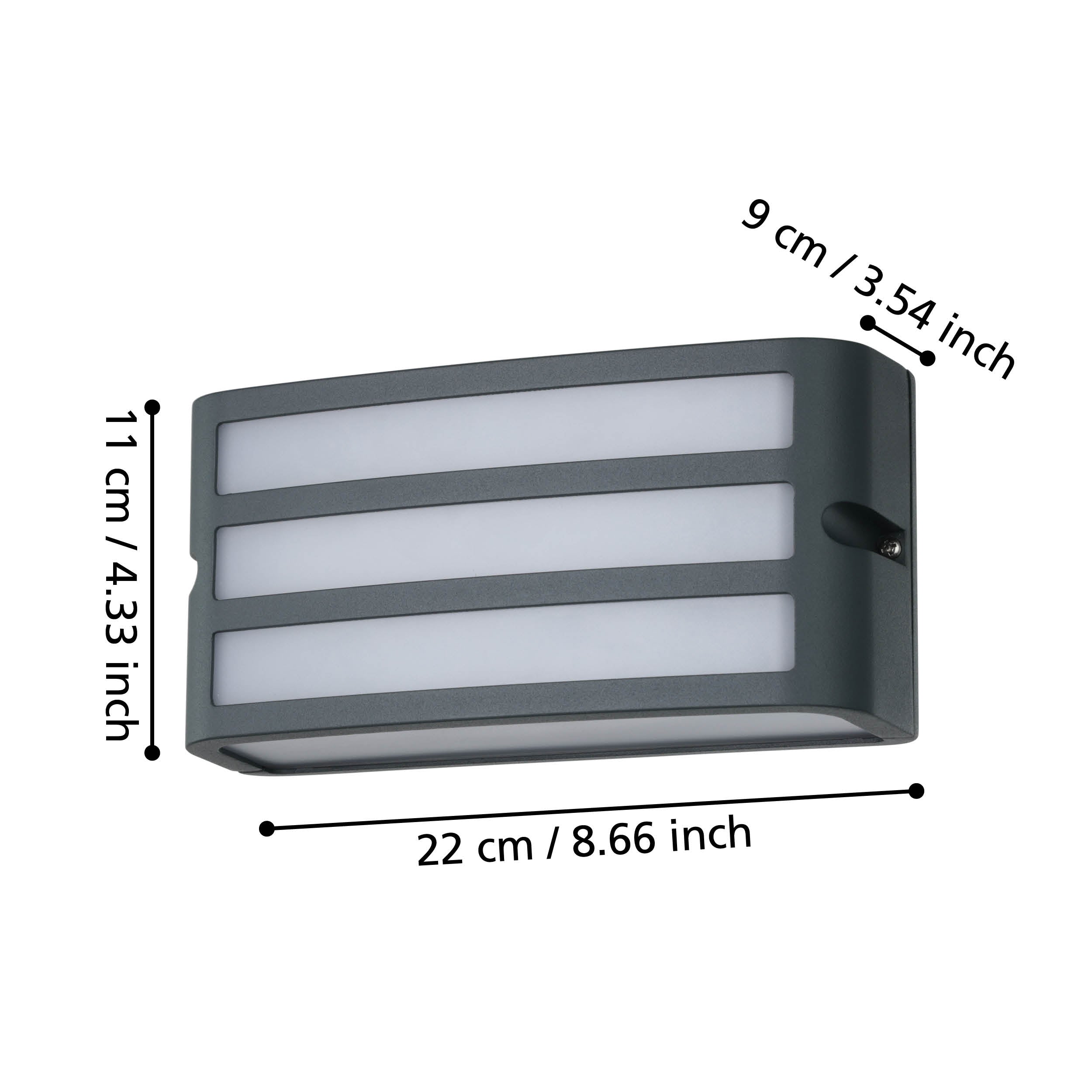 eglo camarda ip54 grey rectangular outdoor wall light living room close up