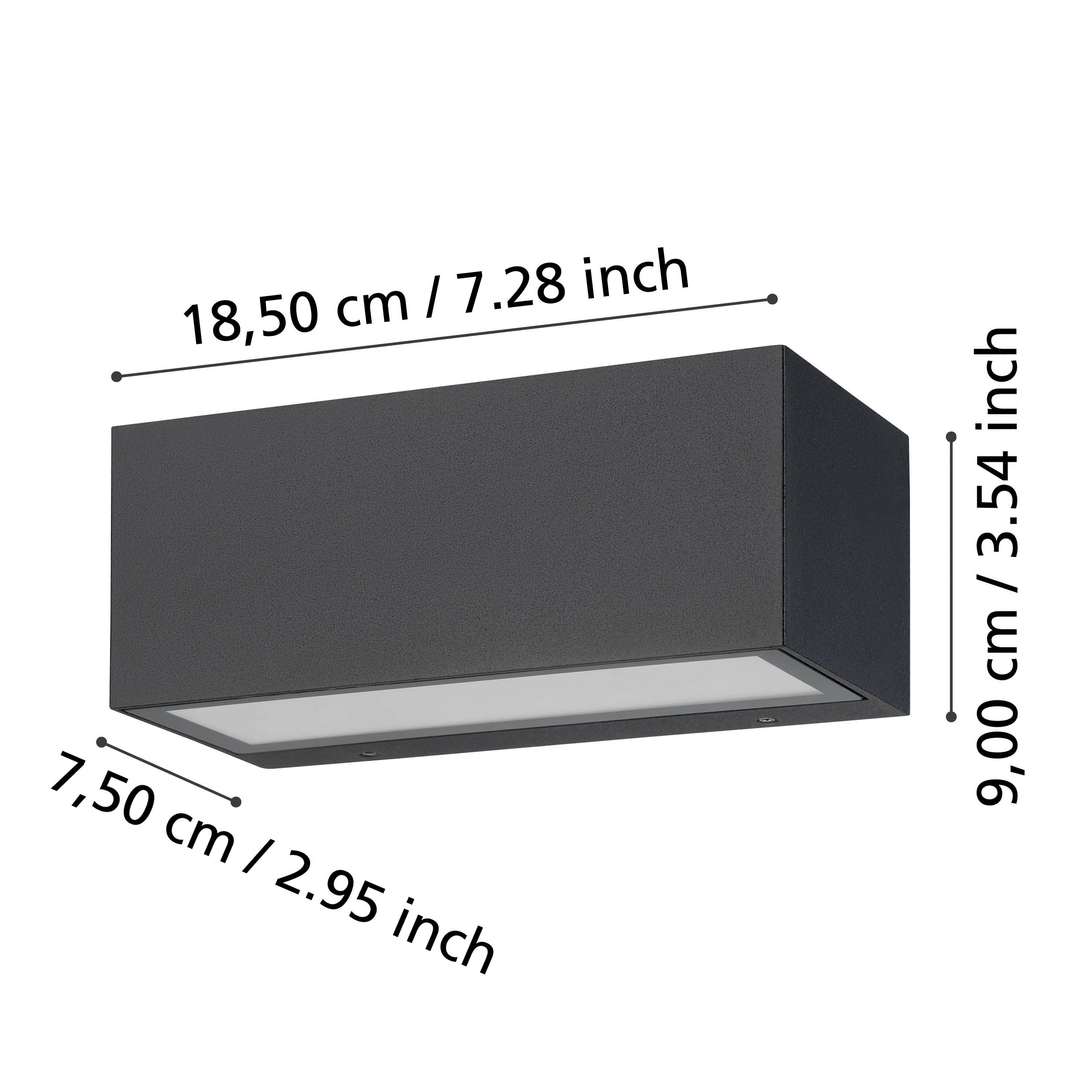 eglo spongano black ip65 outdoor wall light living room close up