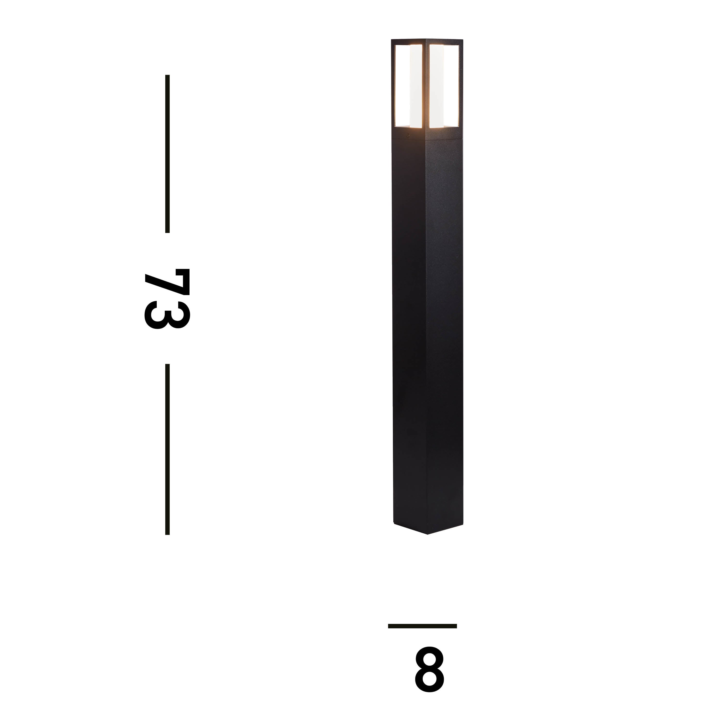 Searchlight Avenue IP44 Black Outdoor Bollard - 73cm