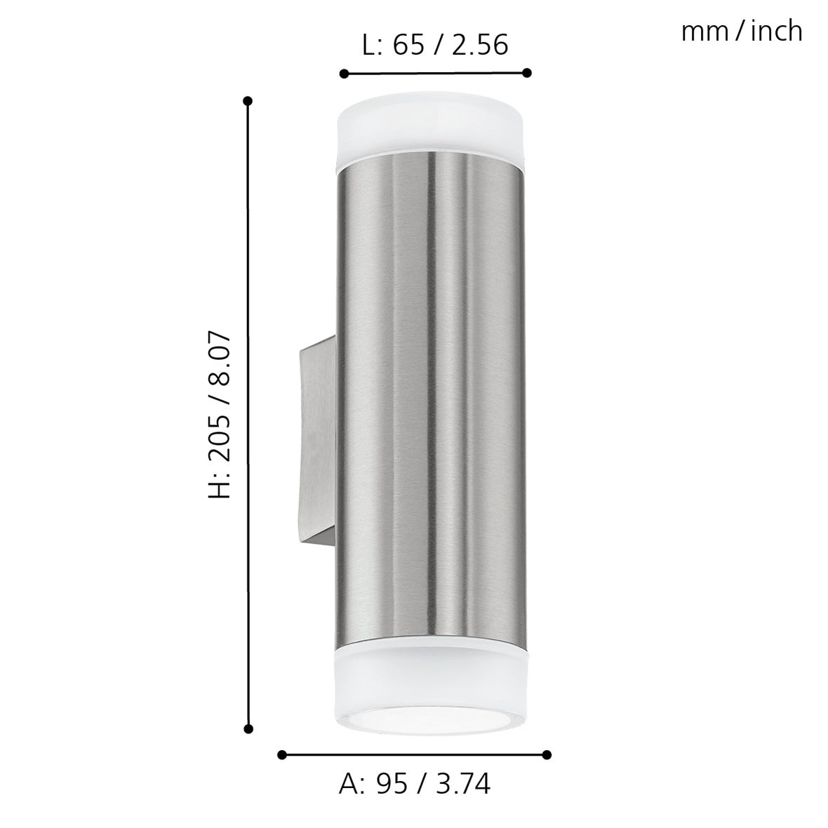 eglo riga led led stainless steel ip54 outdoor wall light living room close up