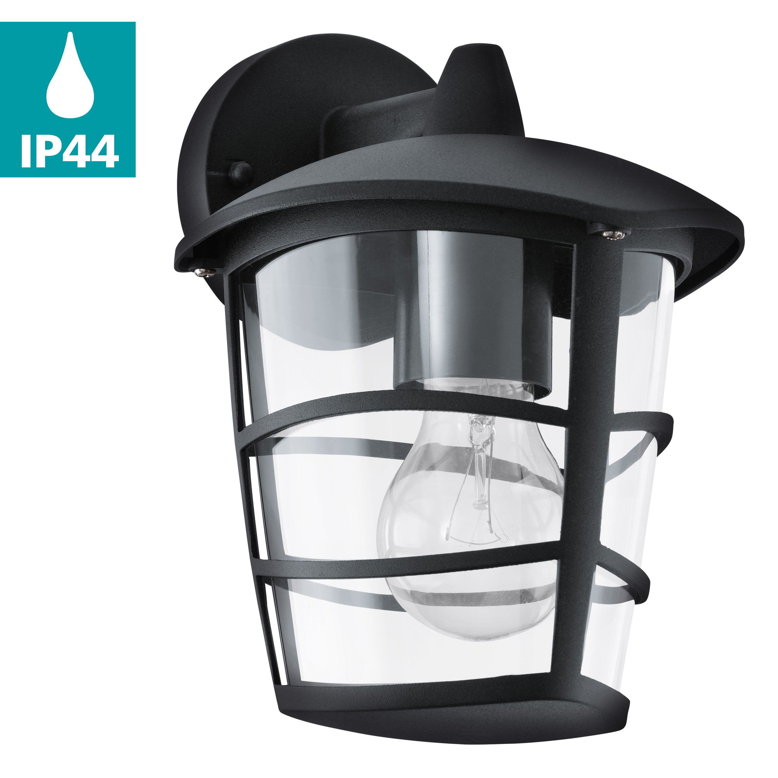 eglo aloria black ip44 hanging lantern outdoor wall light hallway lighting