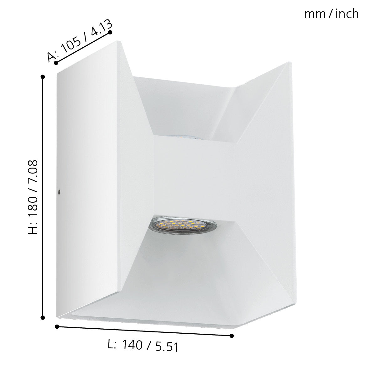 eglo morino white ip44 led outdoor wall light living room close up