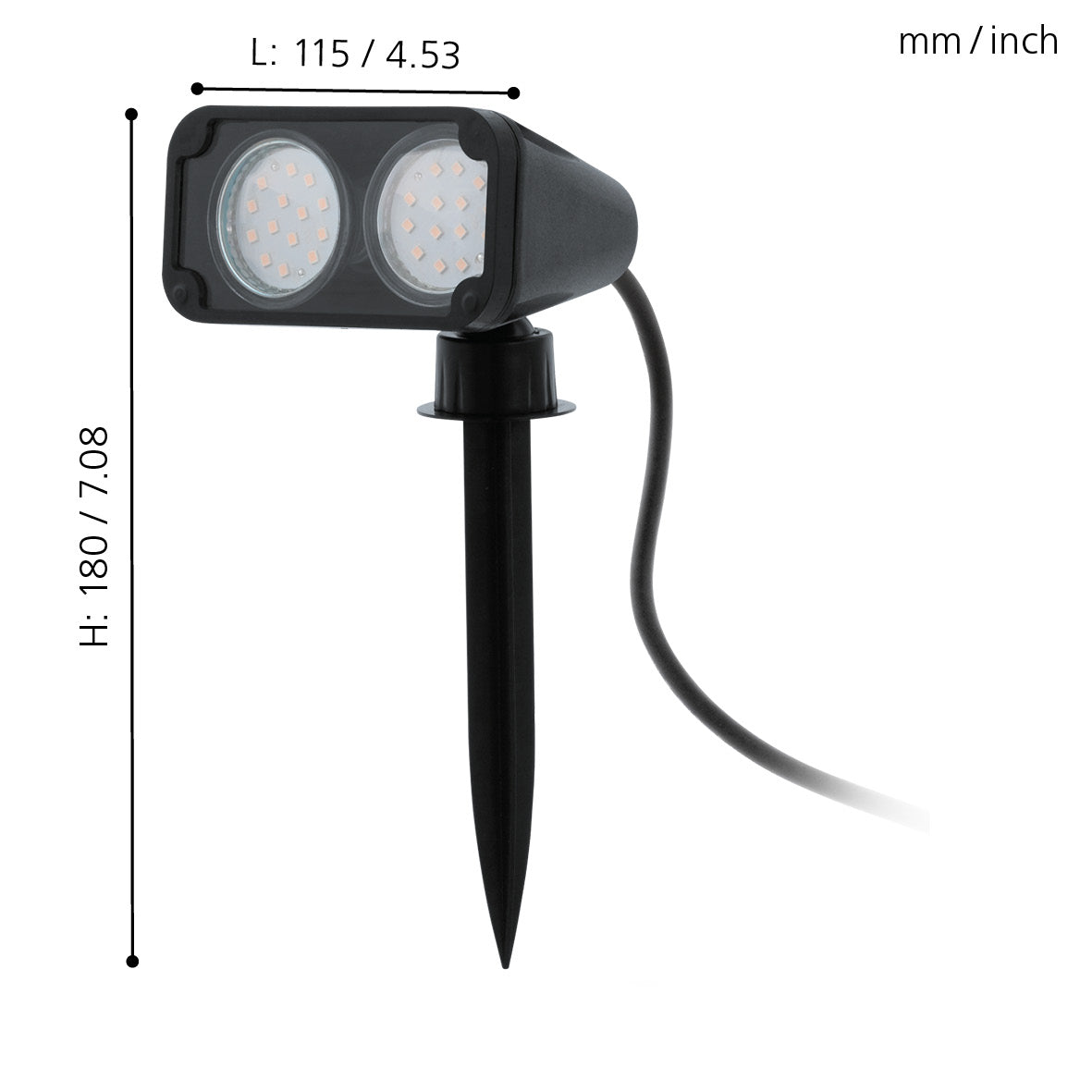 eglo nema 1 ip44 twin black ground spike garden light living room image
