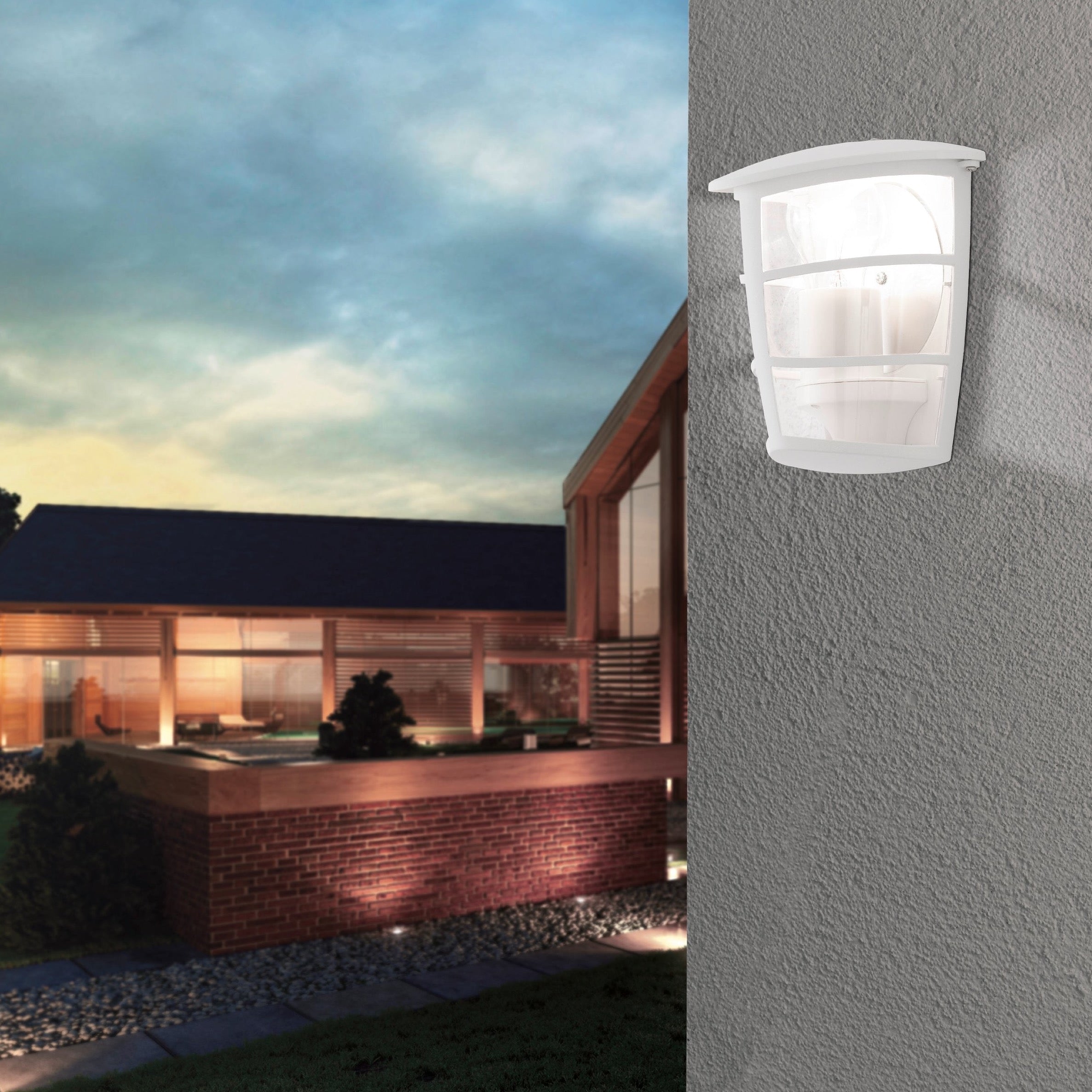 eglo aloria ip44 white lantern outdoor wall light living room image