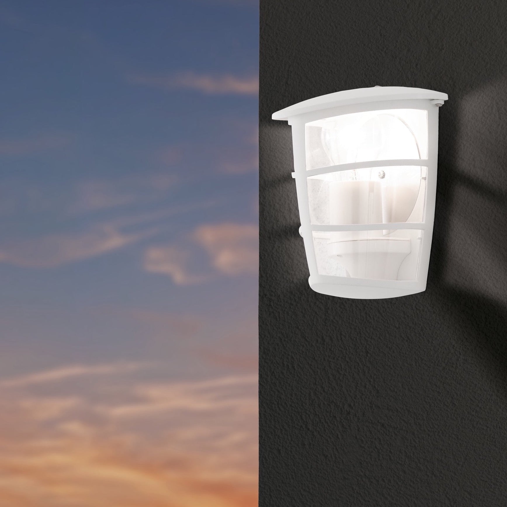 eglo aloria ip44 white lantern outdoor wall light