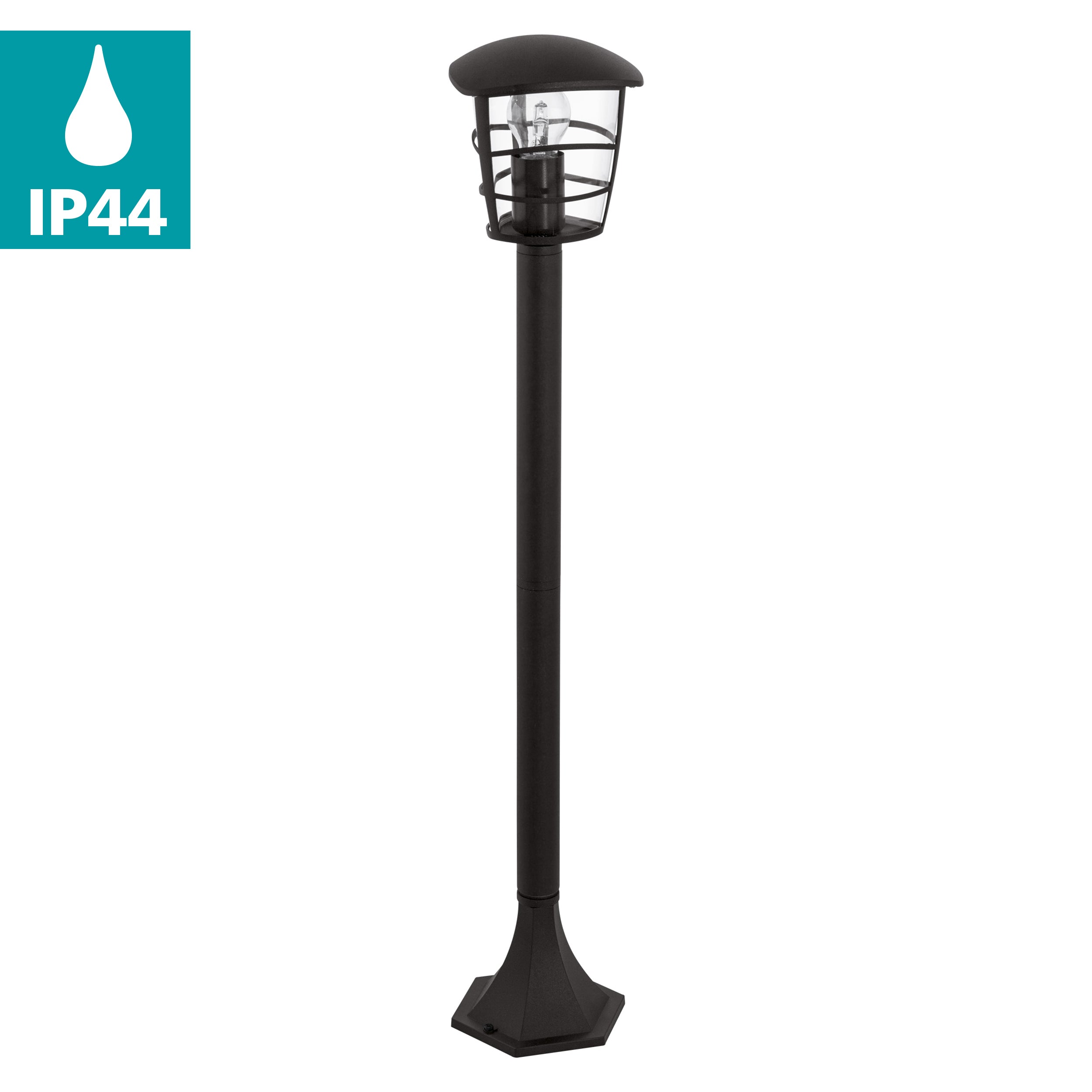 eglo aloria black bollard pathway outdoor ip44 light living room close up
