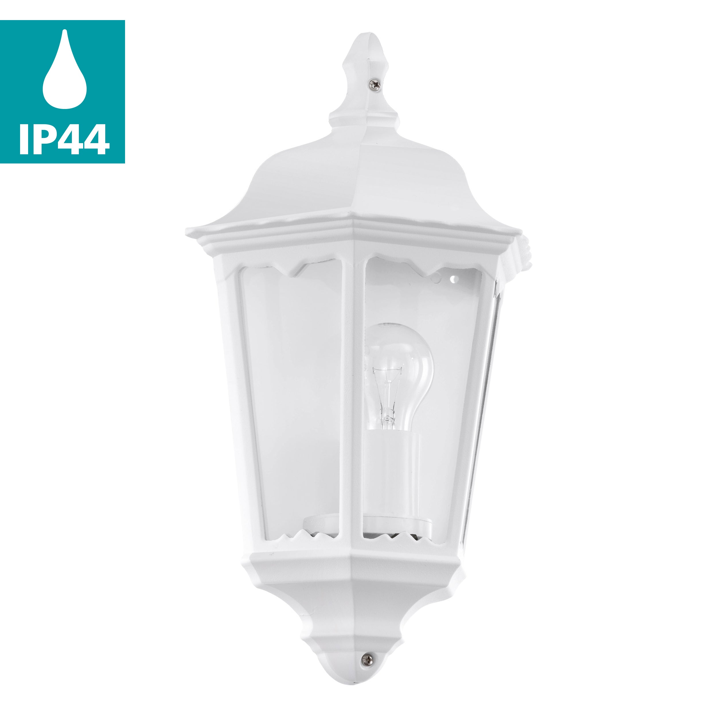 eglo navedo ip44 white half lantern outdoor wall light kitchen lighting