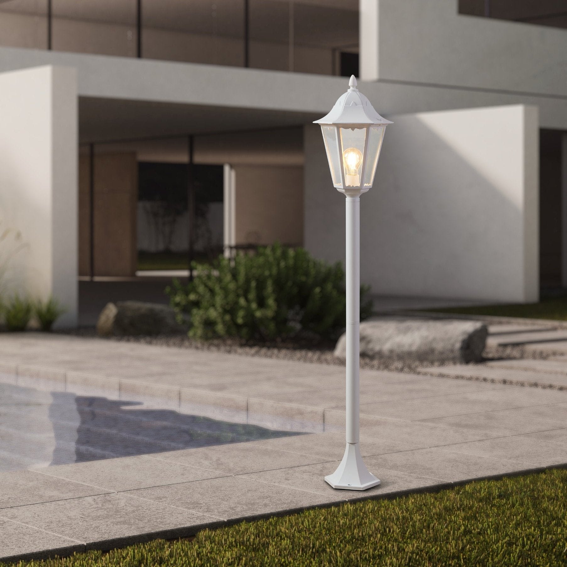 eglo navedo white bollard pathway outdoor ip44 light