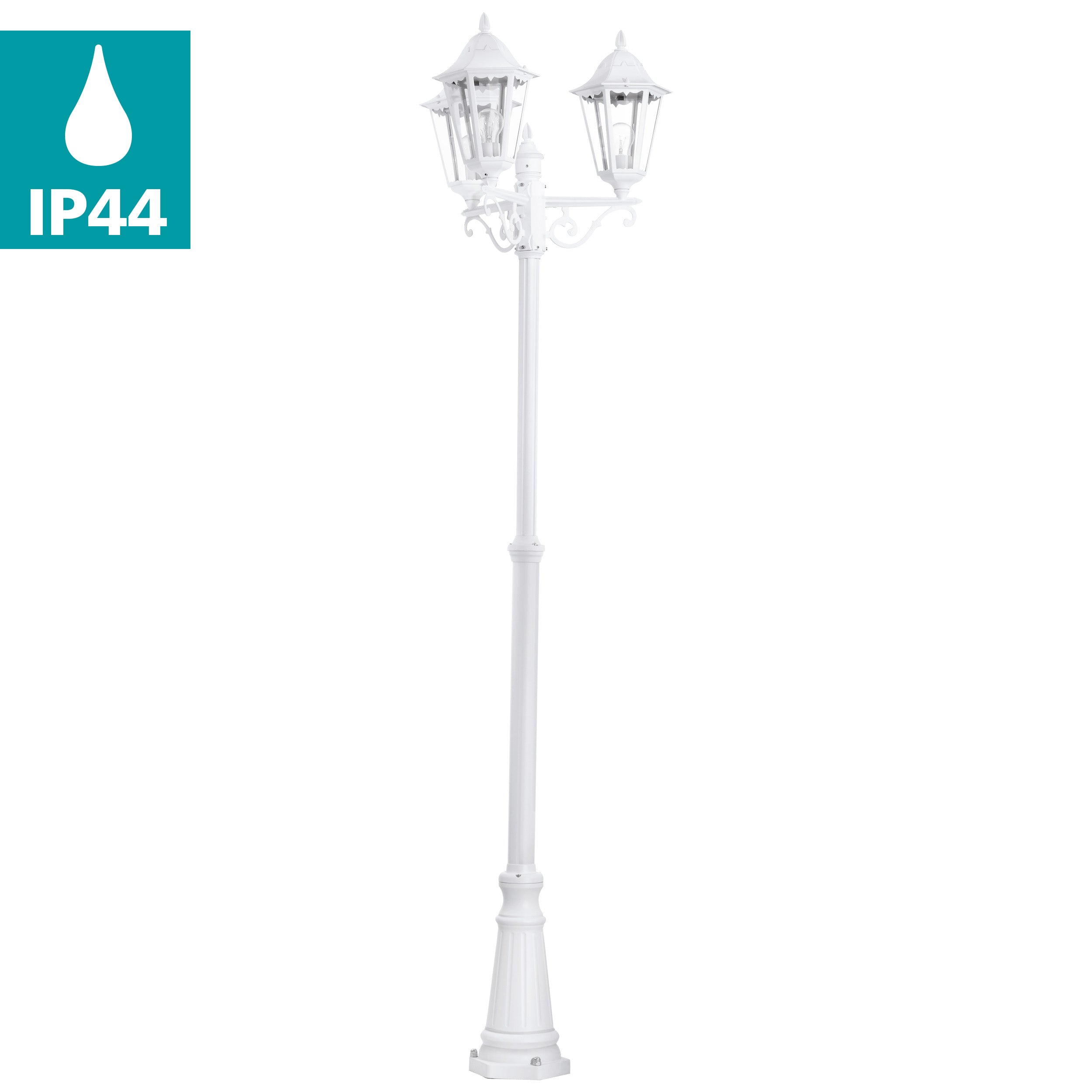 eglo navedo 3 light white lamp post pathway outdoor ip44 kitchen lighting