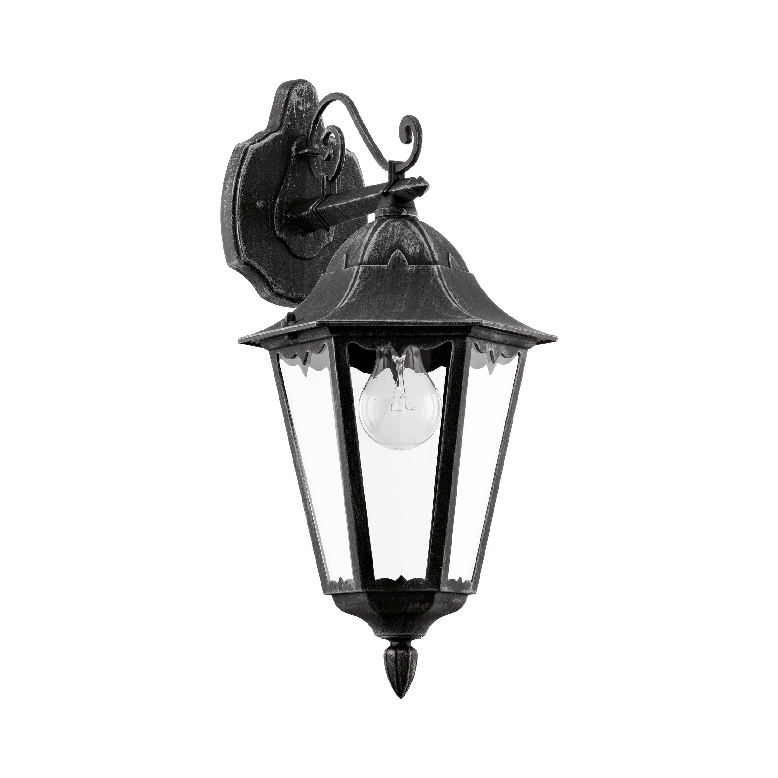 eglo navedo ip44 black silver hanging lantern outdoor wall light living room image