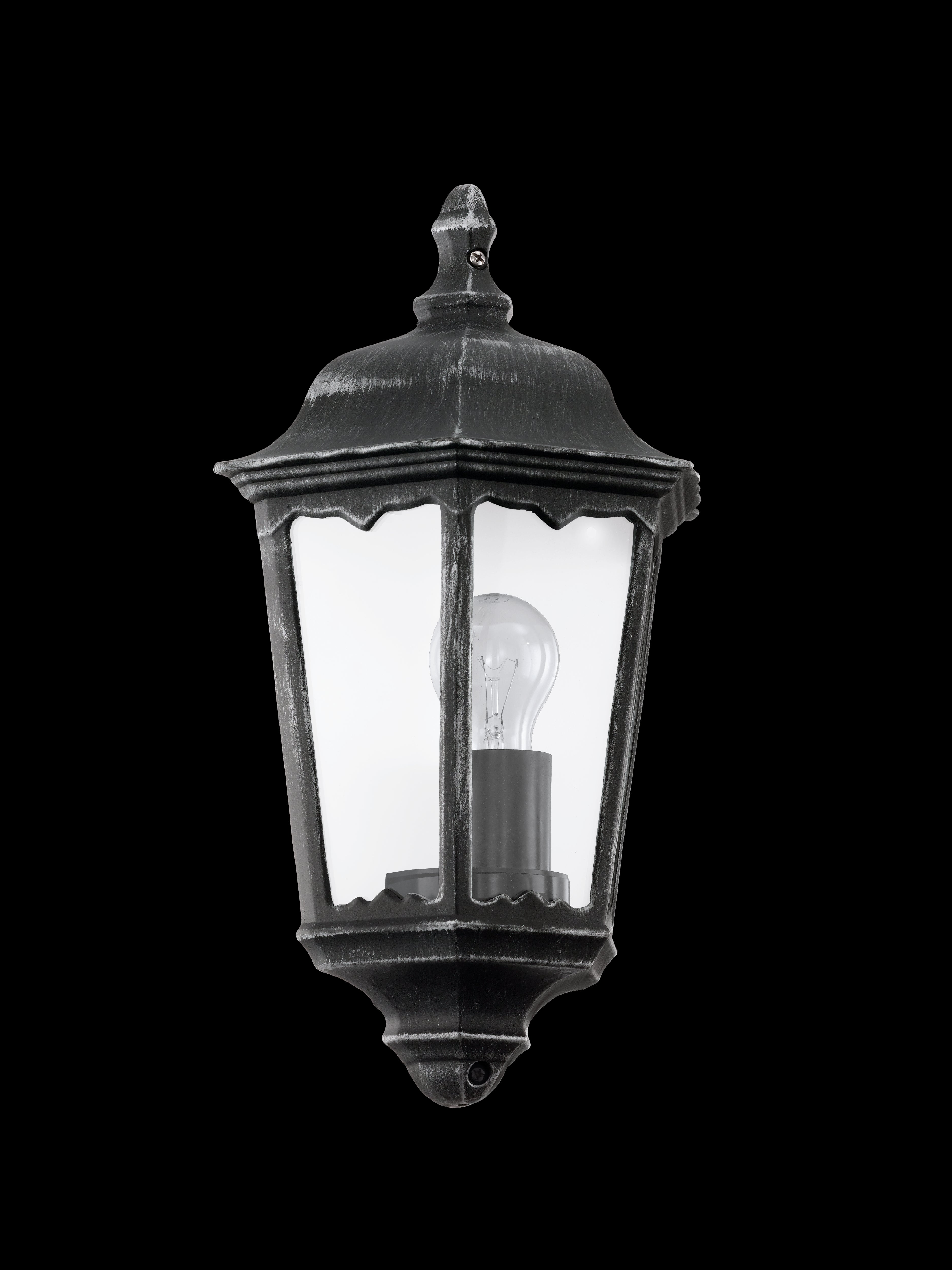 eglo navedo ip44 black silver half lantern outdoor wall light Kitchen Lighting Close Up