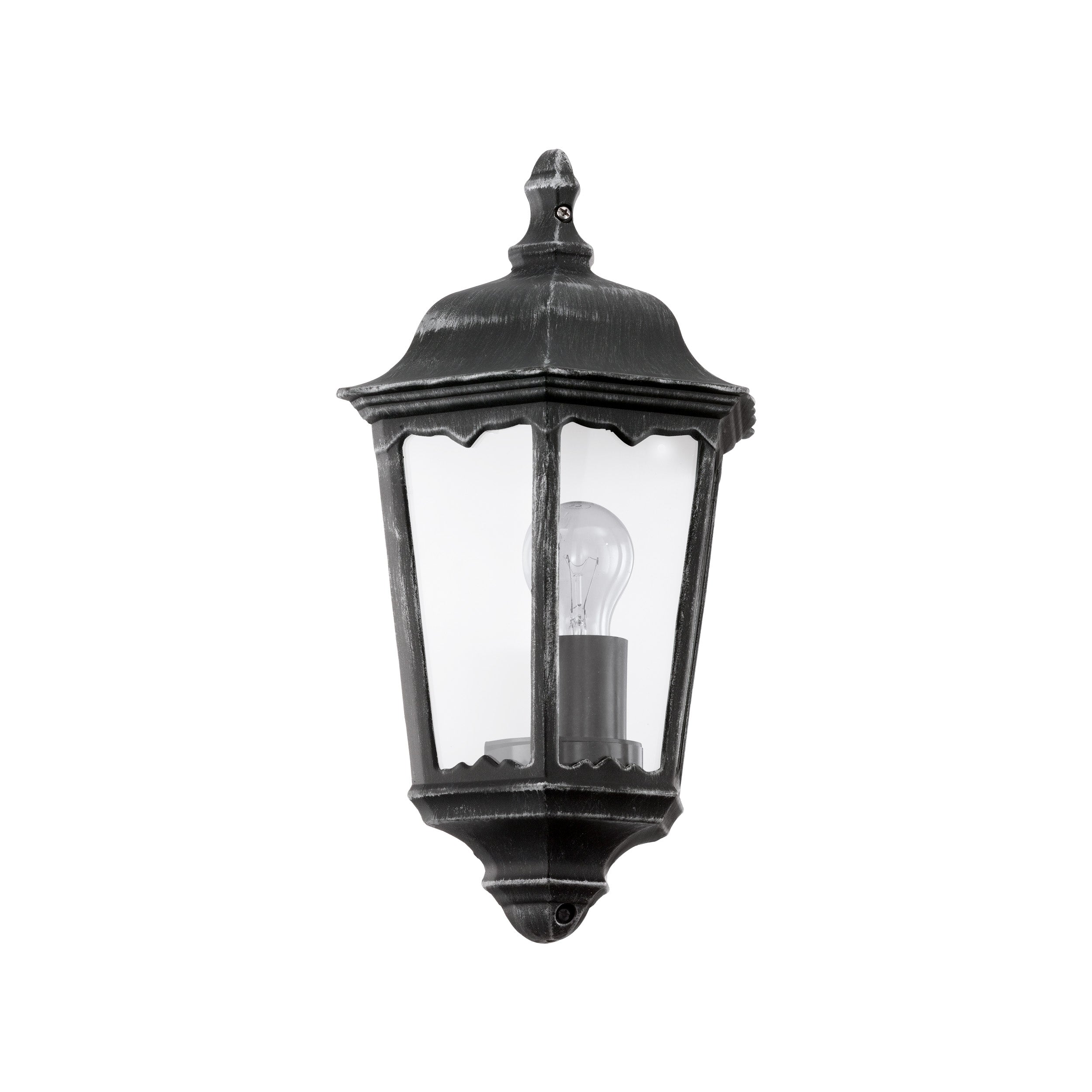 eglo navedo ip44 black silver half lantern outdoor wall light living room image