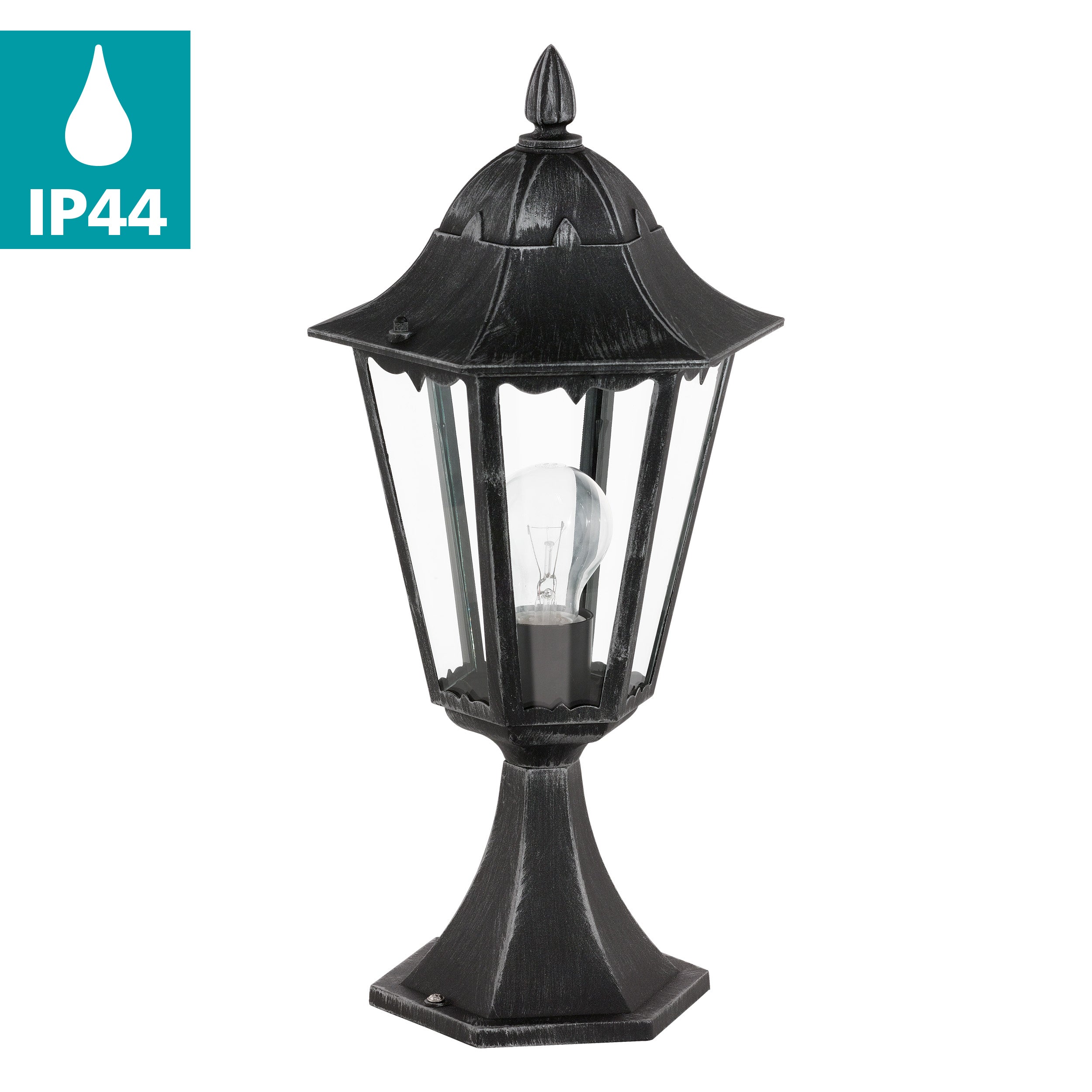 eglo navedo ip44 black silver pedestal light kitchen lighting