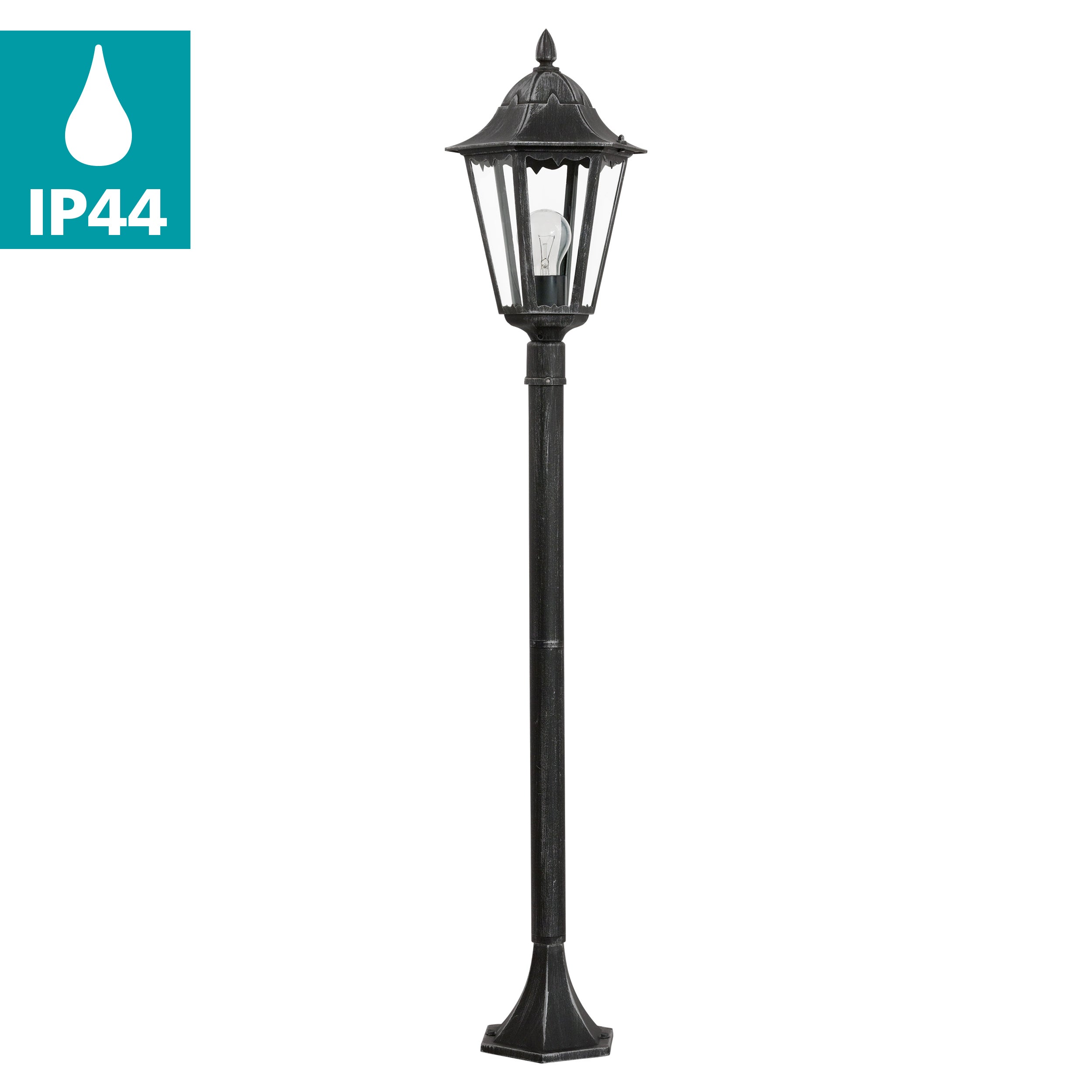 eglo navedo black silver bollard pathway outdoor ip44 light kitchen lighting