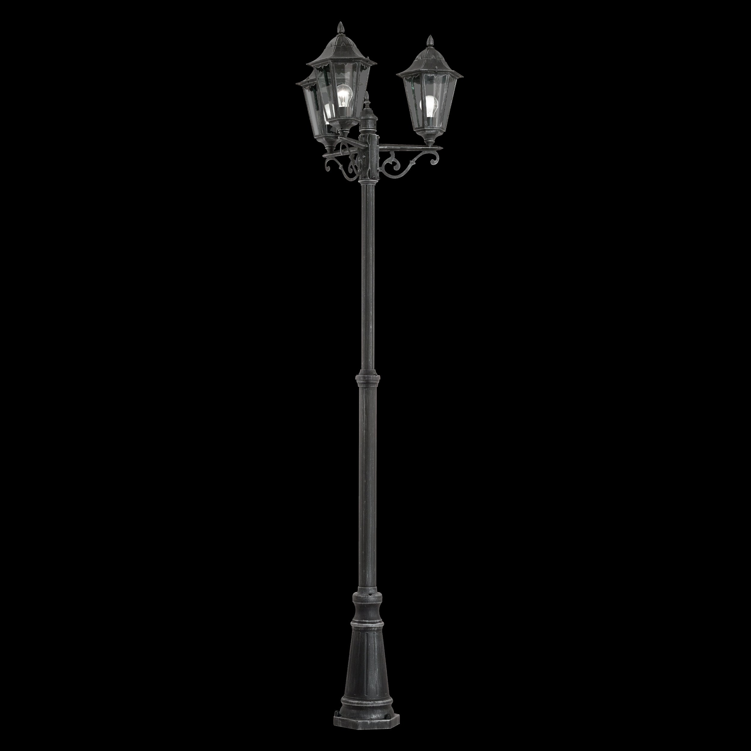 eglo navedo black silver 3 light lamp post pathway outdoor ip44 light living room image