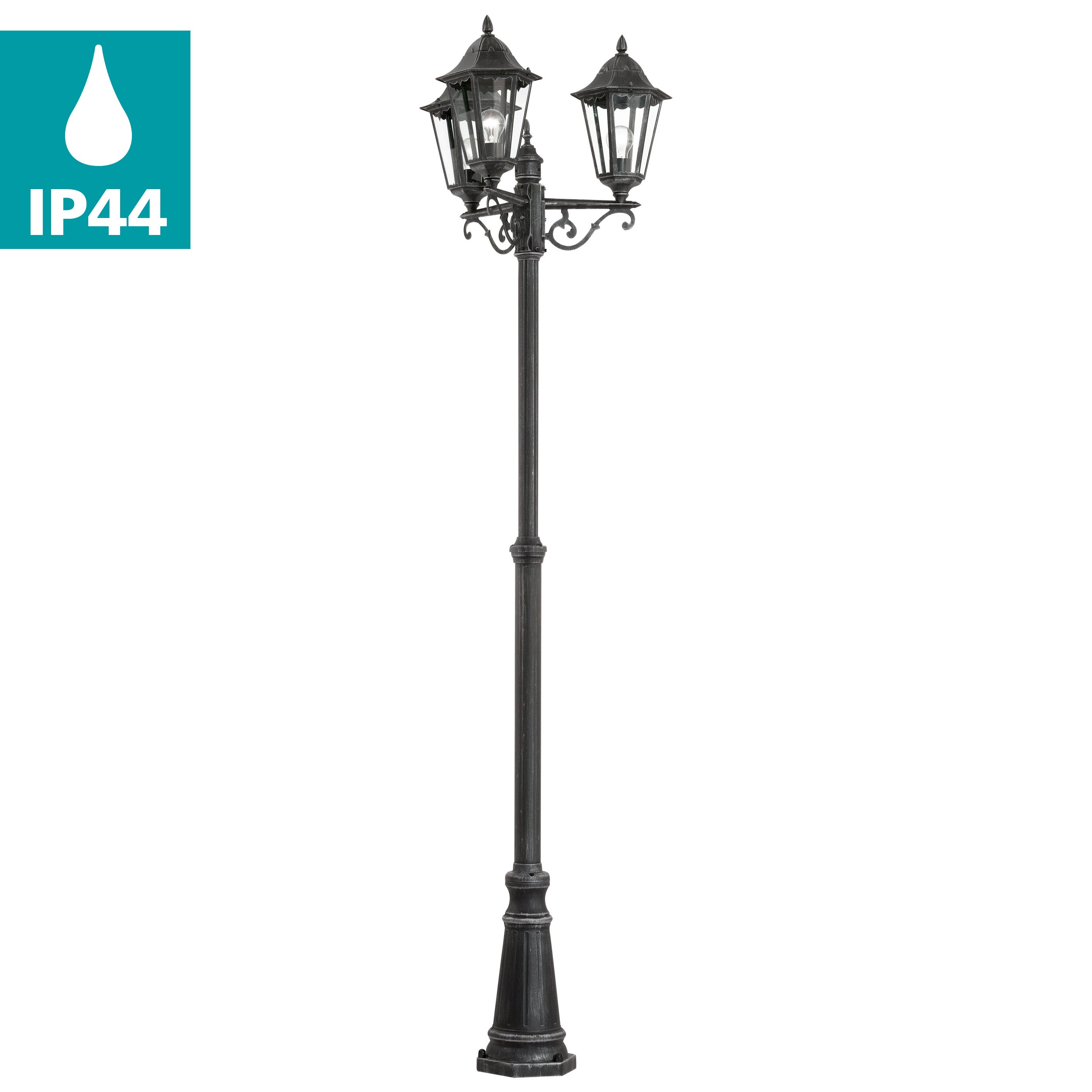 eglo navedo black silver 3 light lamp post pathway outdoor ip44 light kitchen lighting