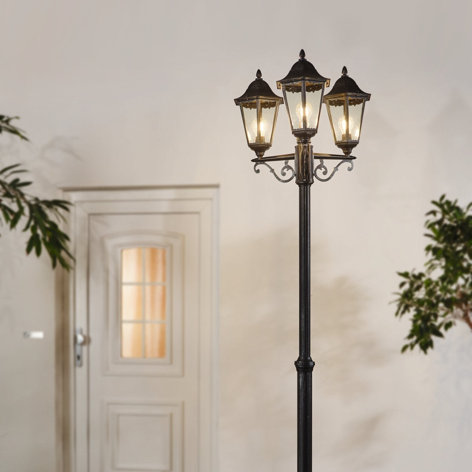 eglo navedo black silver 3 light lamp post pathway outdoor ip44 light