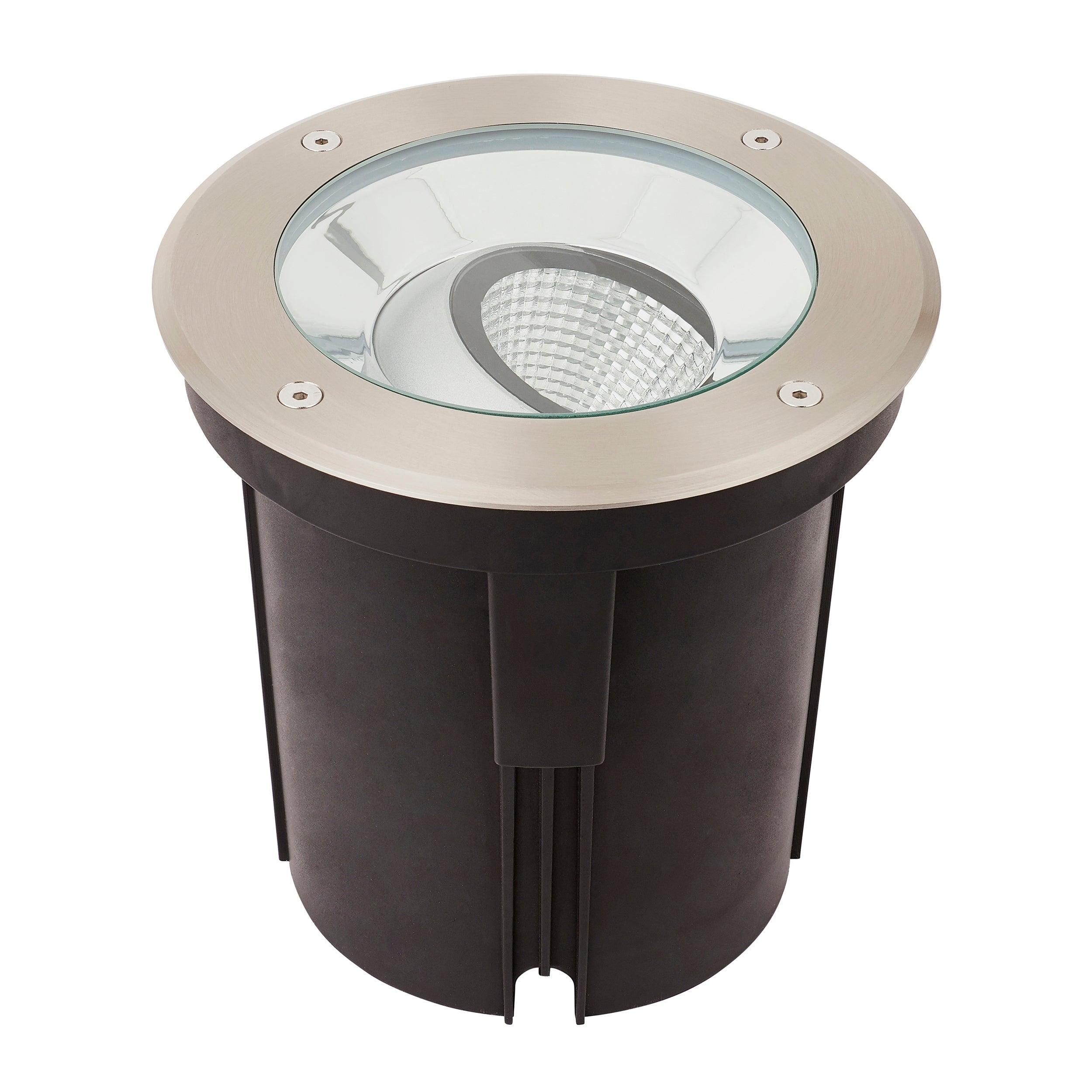 hoxton led stainless steel decking light warm white ip67 16 5wby Saxby Lighting, close up image