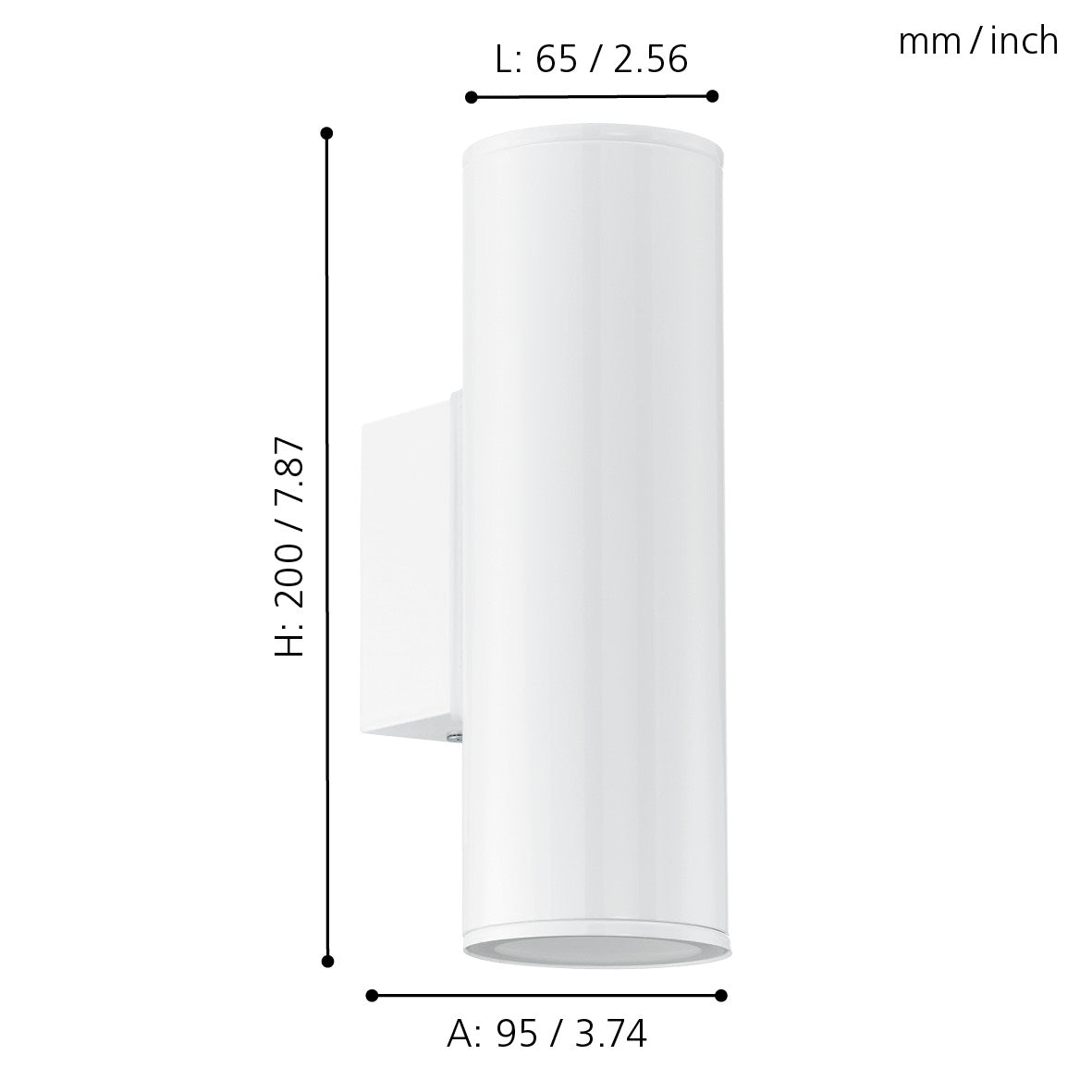 eglo riga white ip44 up down outdoor wall light living room close up