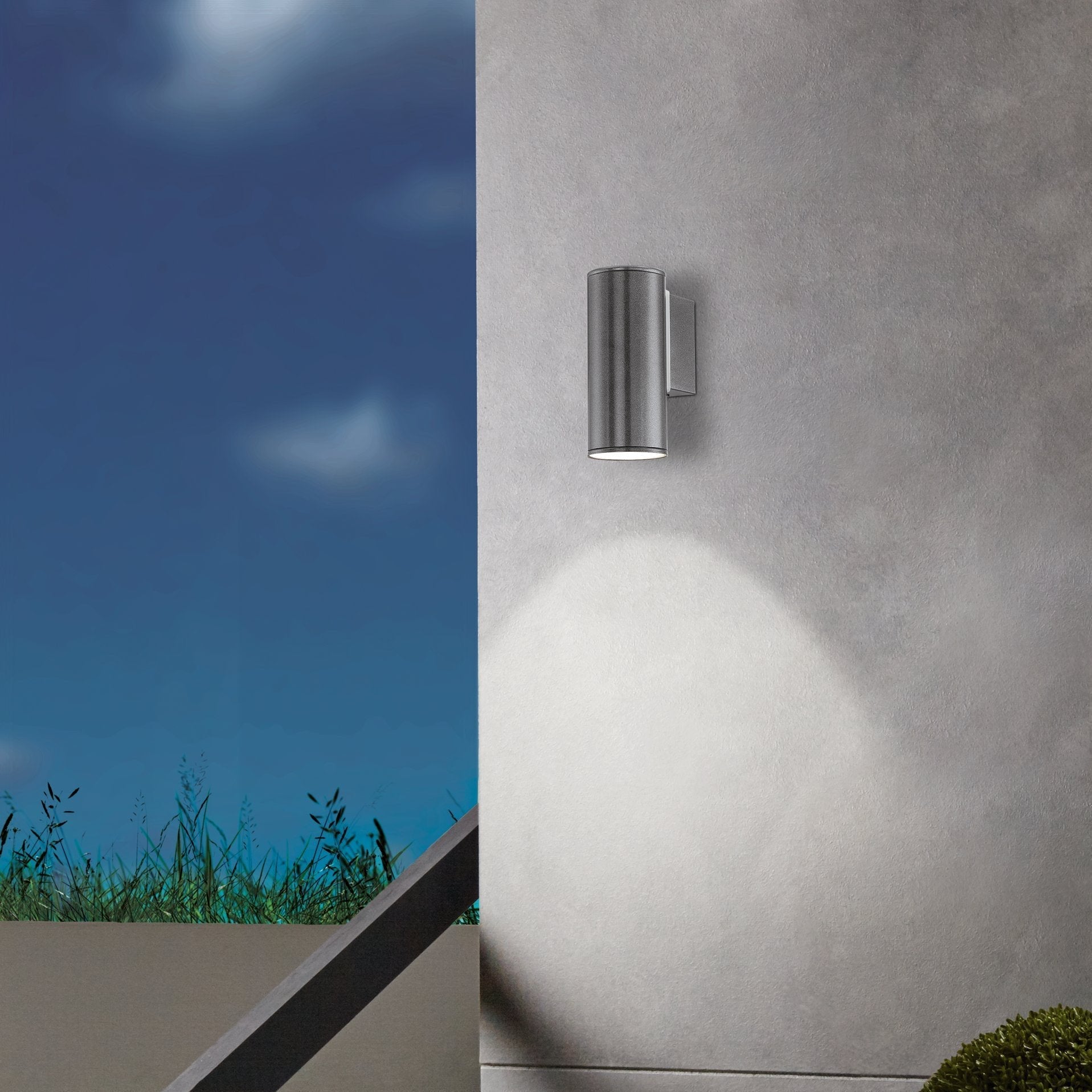 eglo riga grey ip44 down outdoor wall light