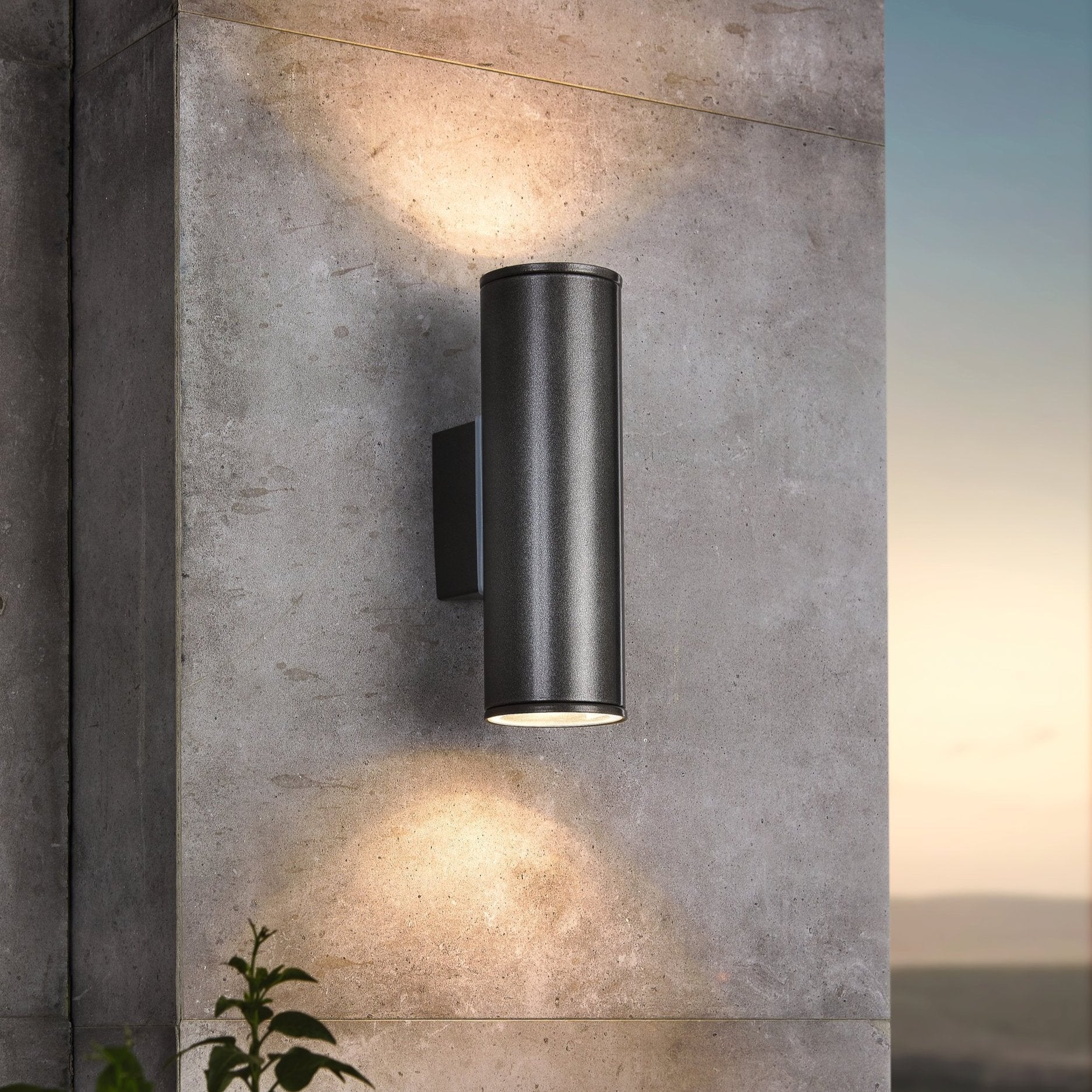 eglo riga grey ip44 up down outdoor wall light