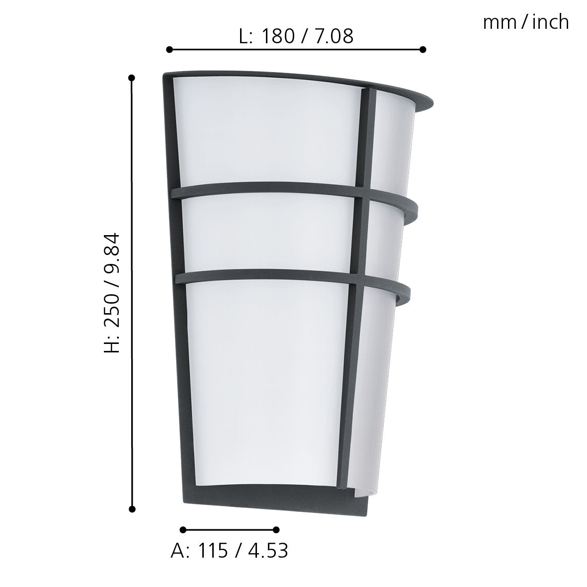 eglo breganzo grey ip44 led outdoor wall light living room close up