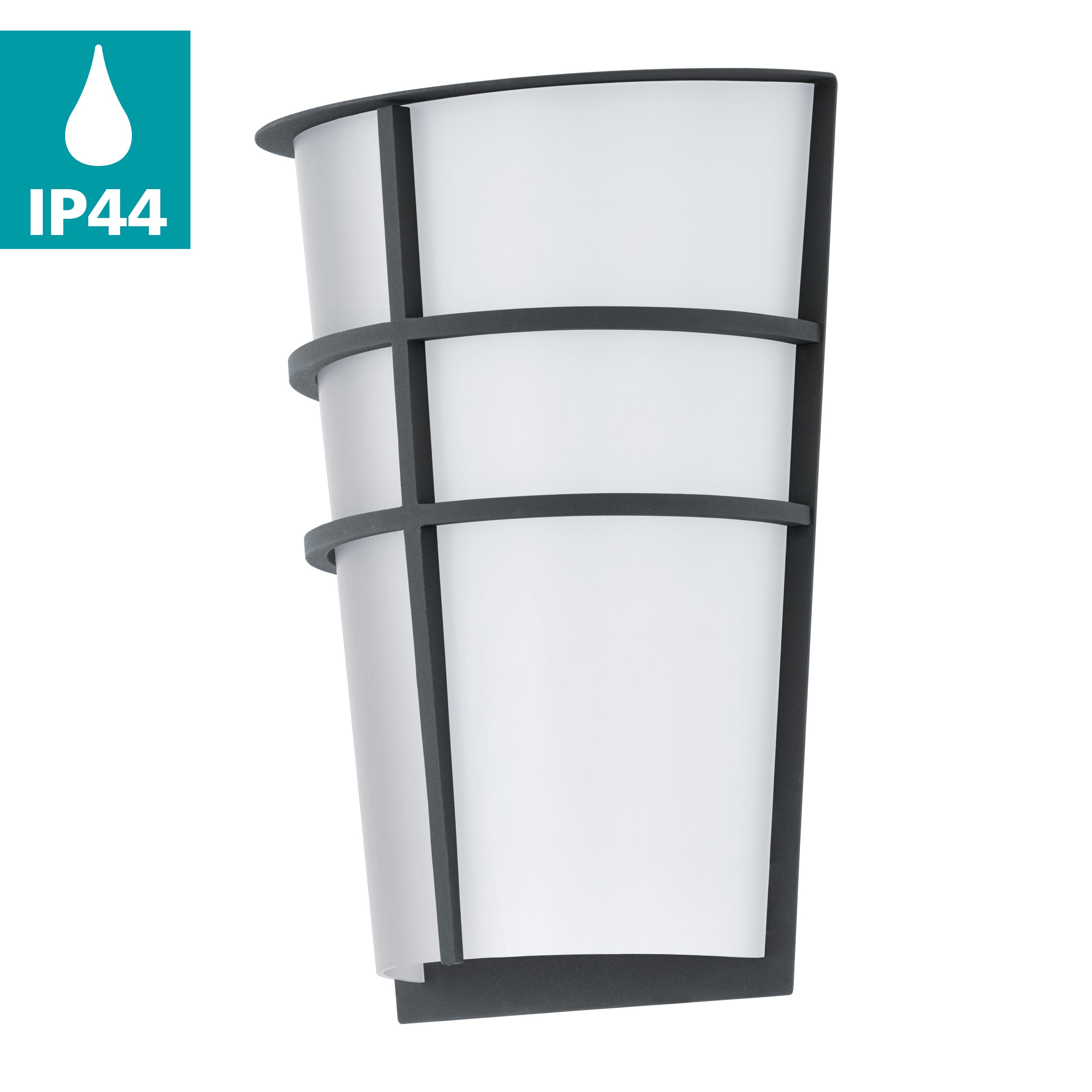 eglo breganzo grey ip44 led outdoor wall light living room image