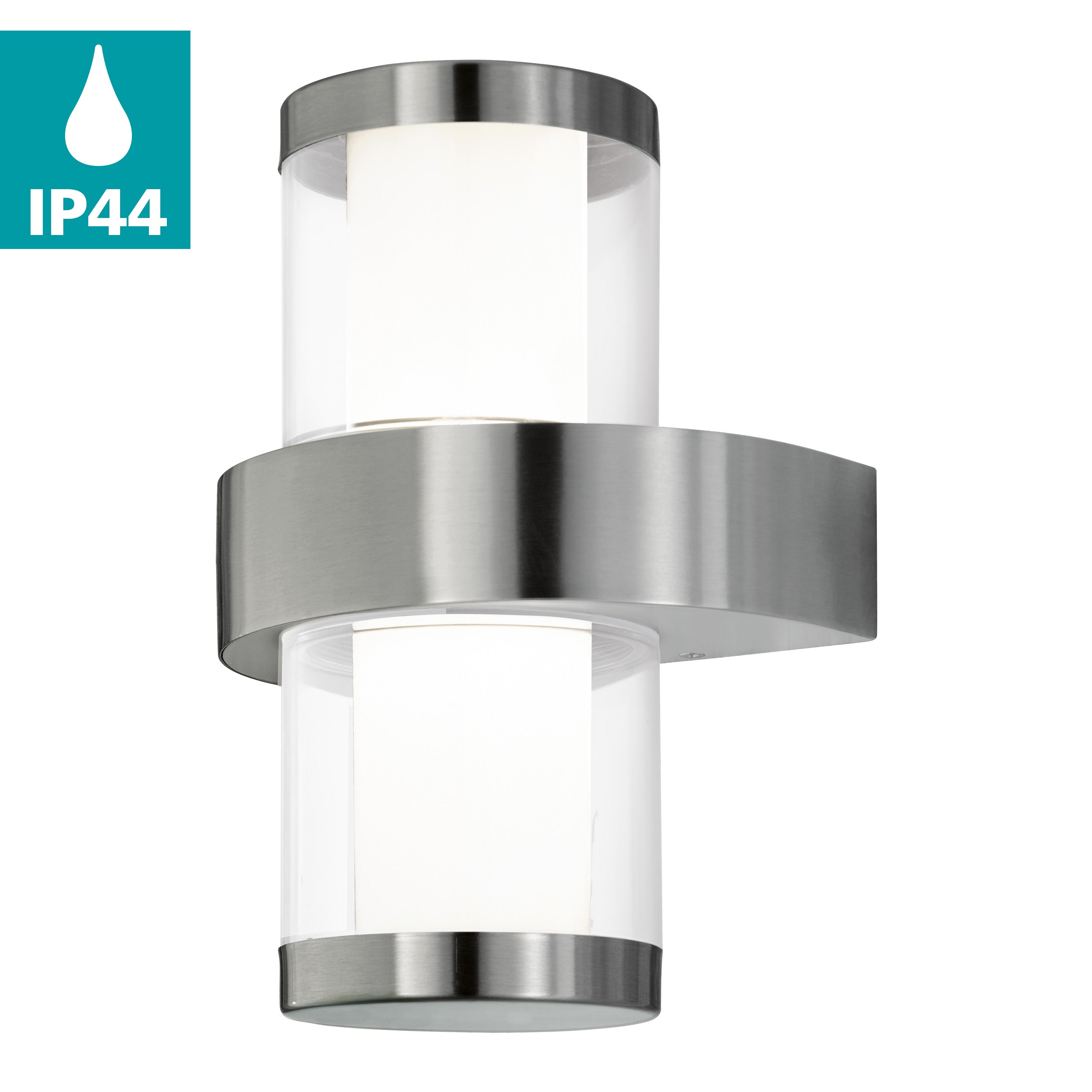 eglo beverly 1 stainless steel led outdoor wall light ip44 living room close up