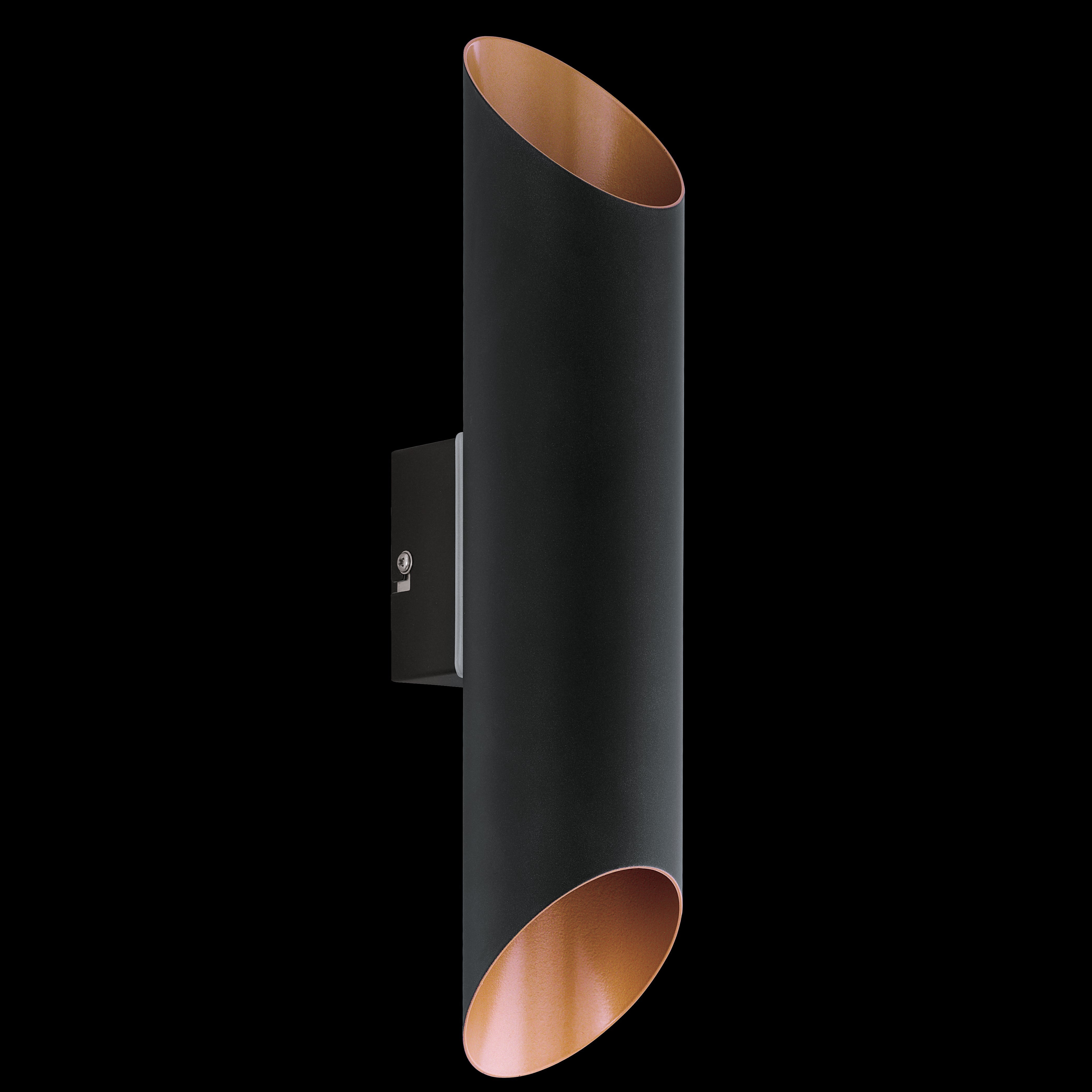 eglo agolada black copper up down led outdoor wall light living room close up