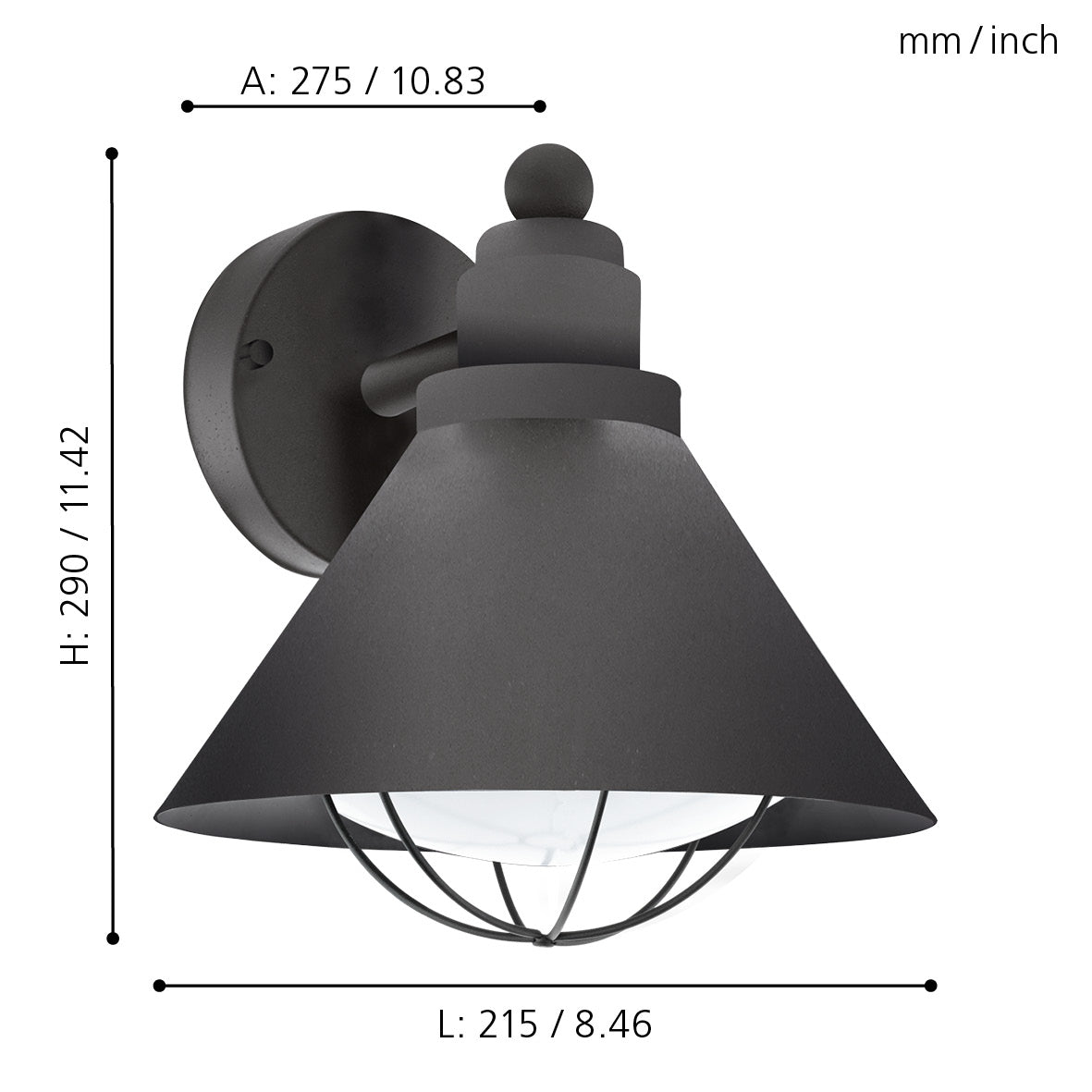 eglo barrosela black ip44 outdoor wall light living room image