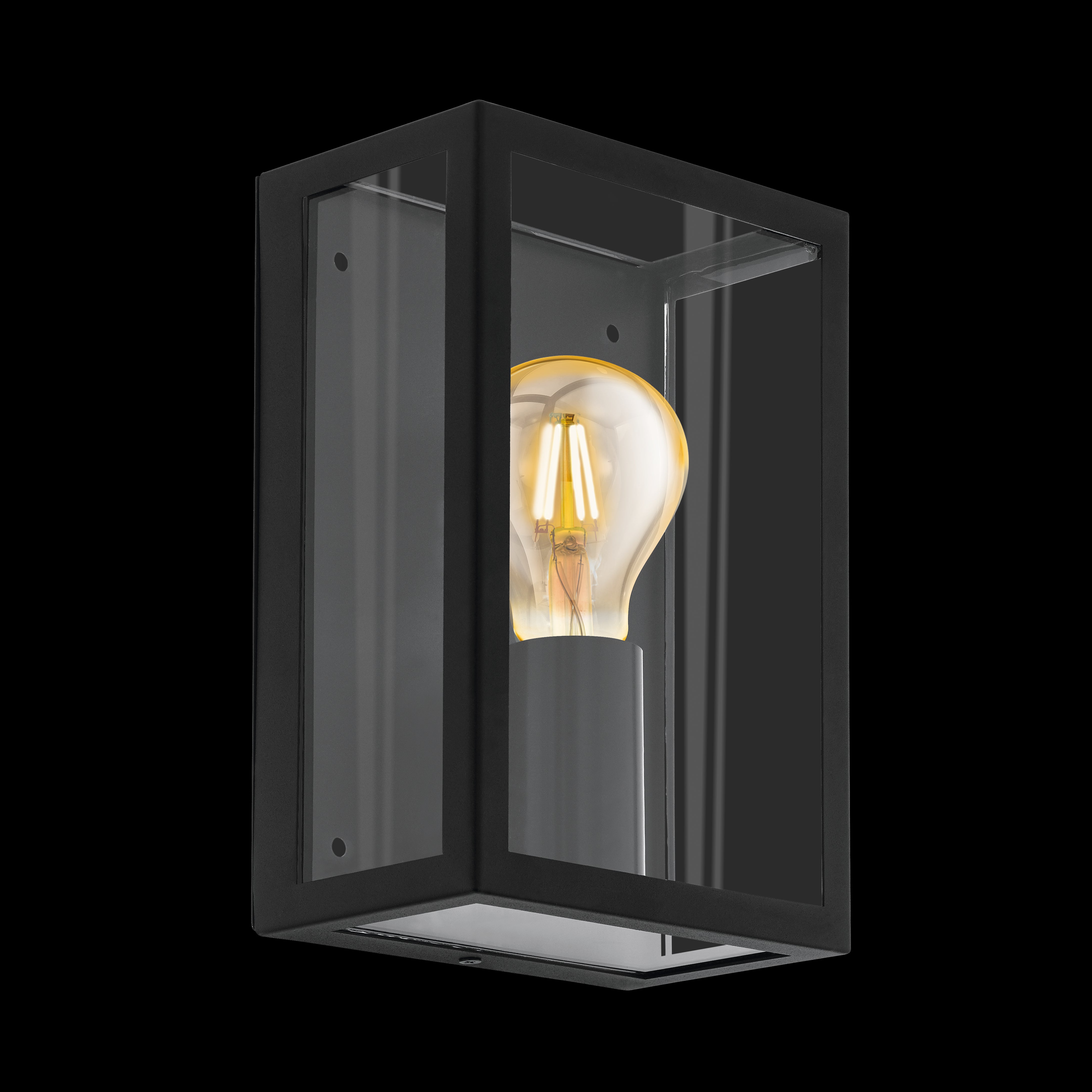 eglo alamonte 1 black ip44 outdoor wall light living room close up