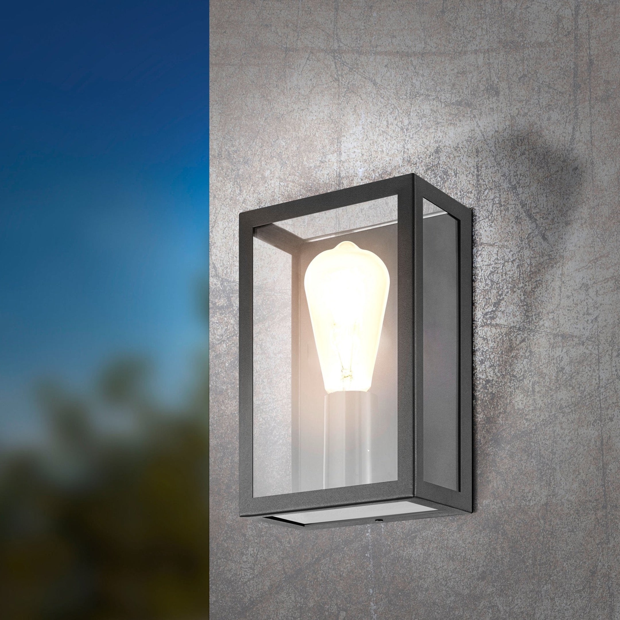 eglo alamonte 1 black ip44 outdoor wall light living room image