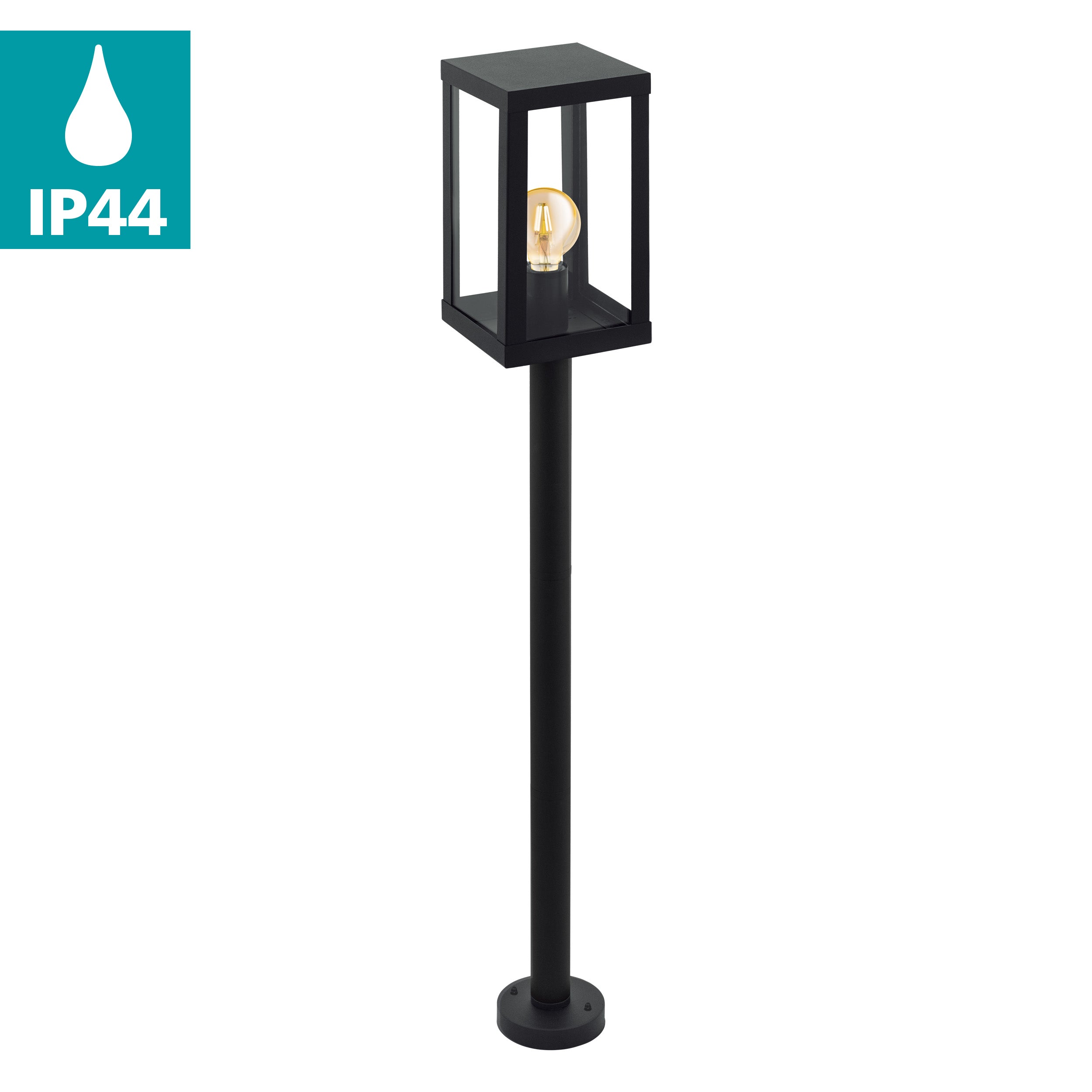 eglo alamonte 1 black post pathway outdoor ip44 light living room close up