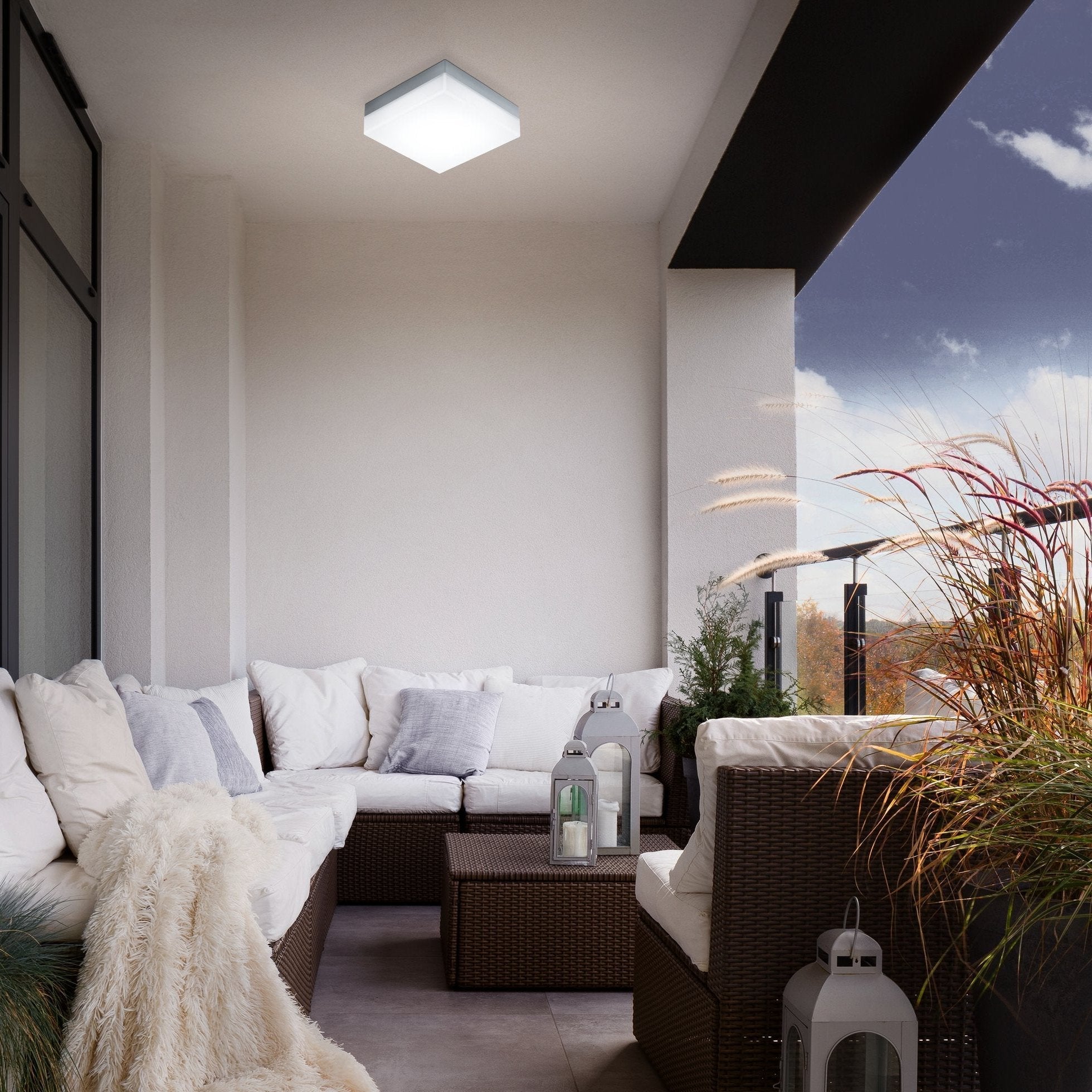 eglo sonella led white square ip44 outdoor wall light