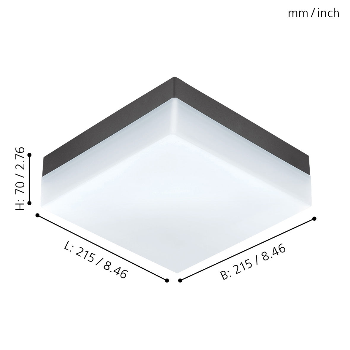 eglo sonella led grey square ip44 outdoor wall light kitchen lighting