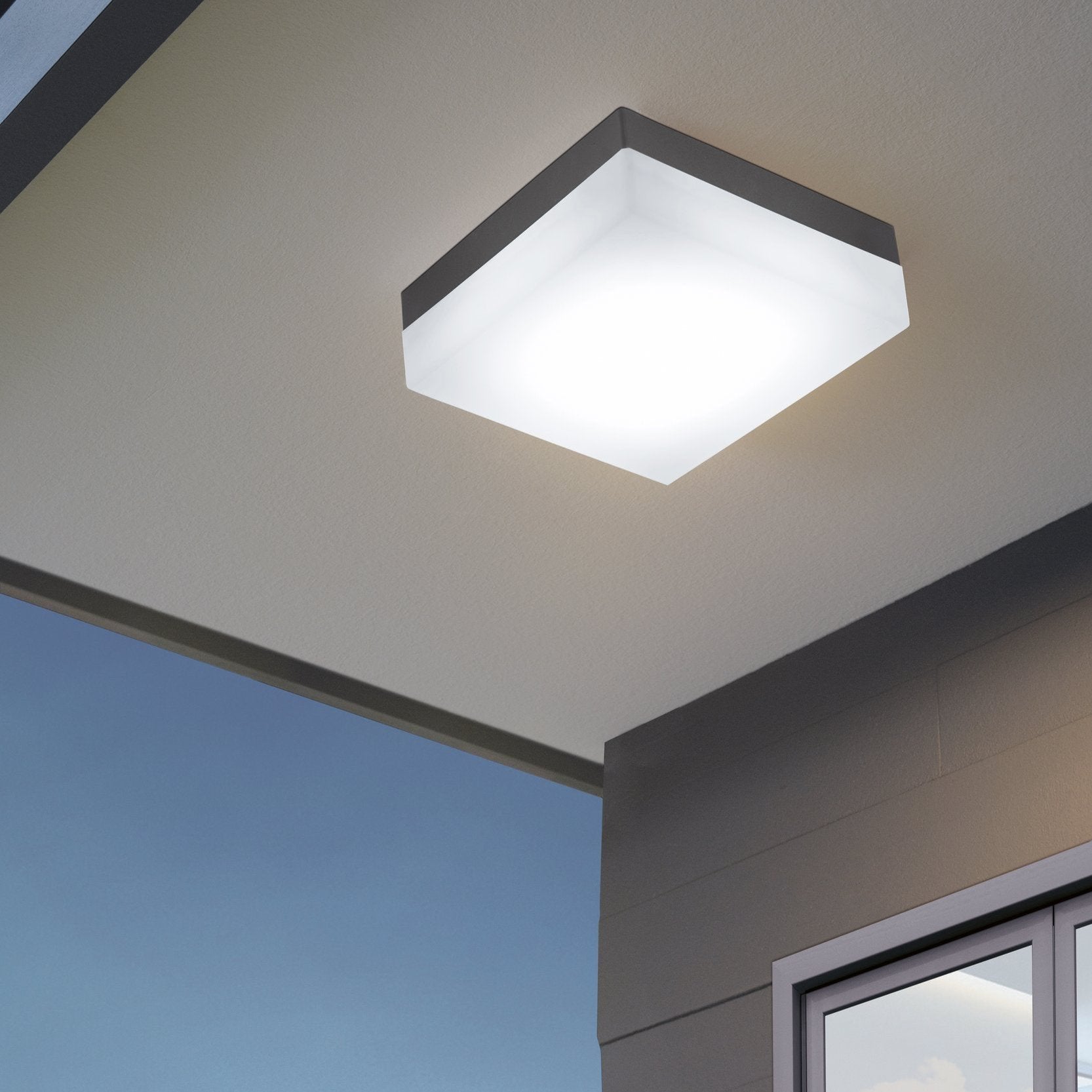 eglo sonella led grey square ip44 outdoor wall light living room image