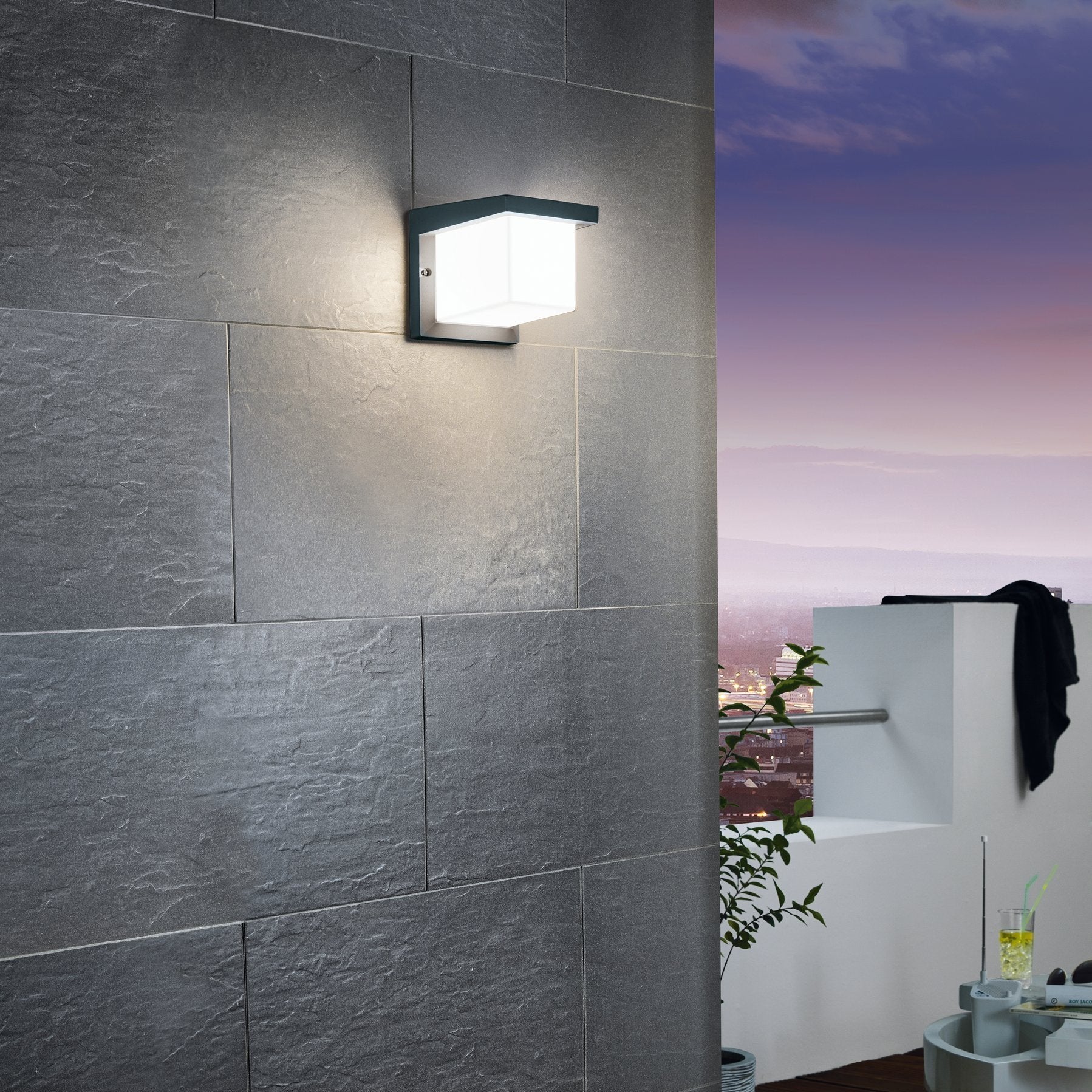 eglo desella 1 ip54 grey outdoor wall light