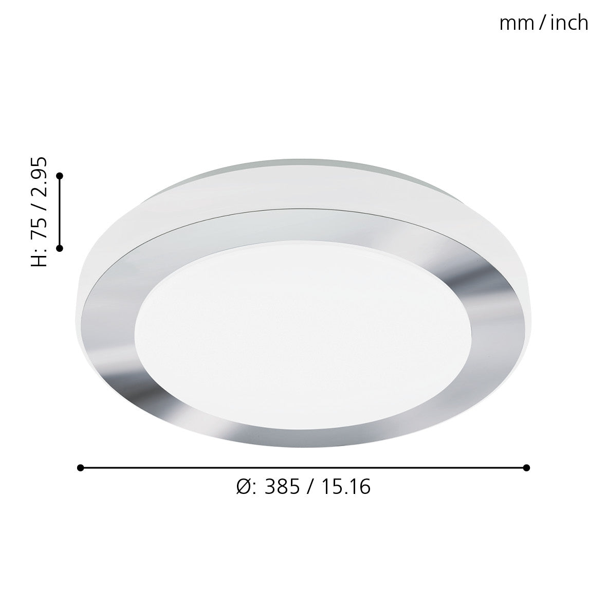 eglo led carpi round chrome ip44 flush light 38 5cm Kitchen Lighting Close Up