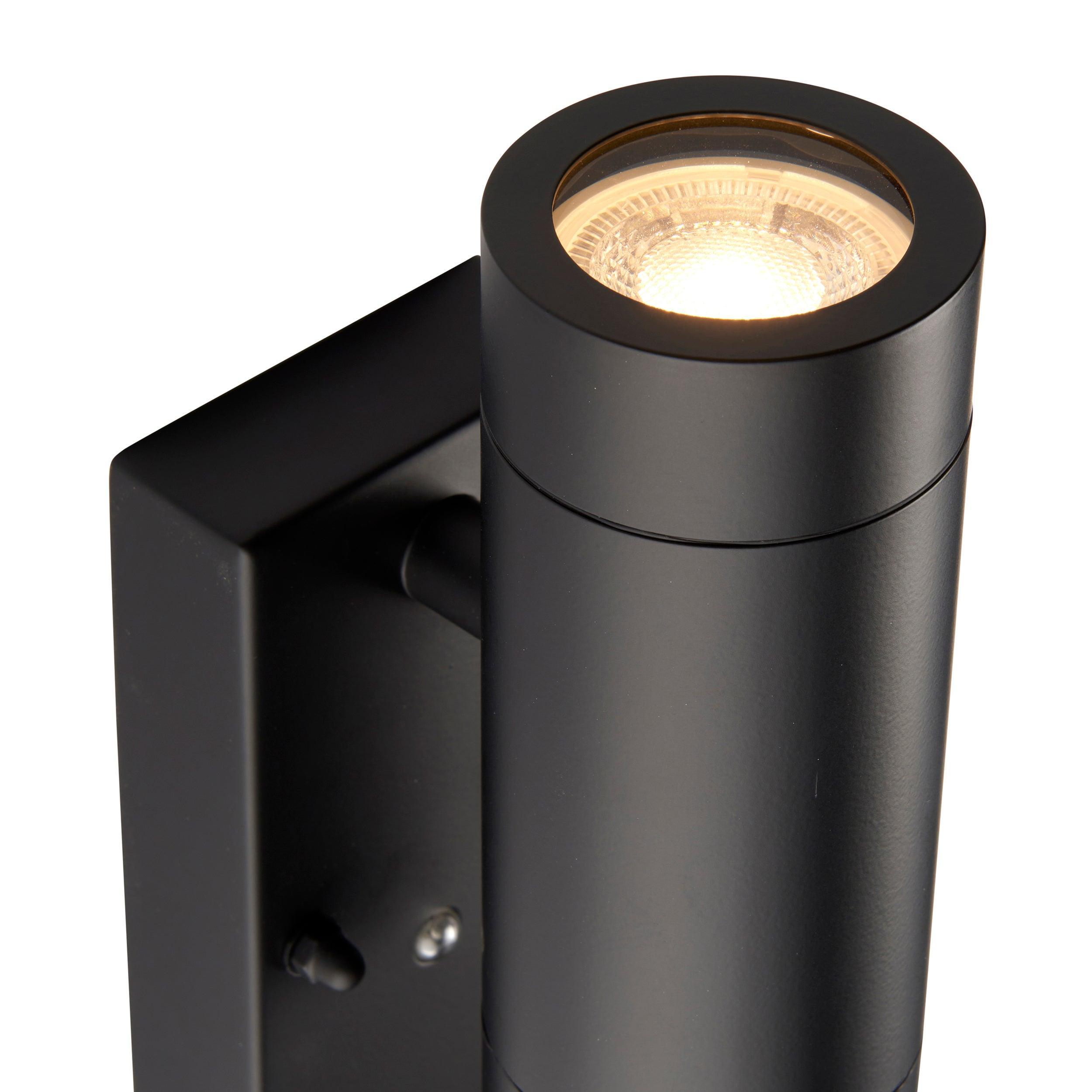 palin outdoor black wall light with photocell ip44 7w by saxby lighting, close up image 127