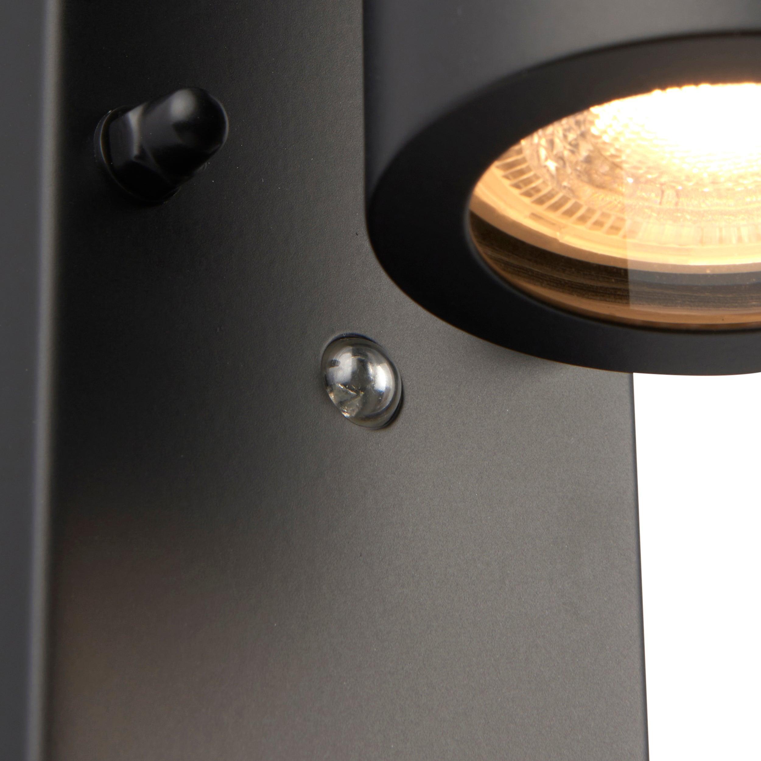 palin outdoor black wall light with photocell ip44 7w by saxby lighting, close up image 76