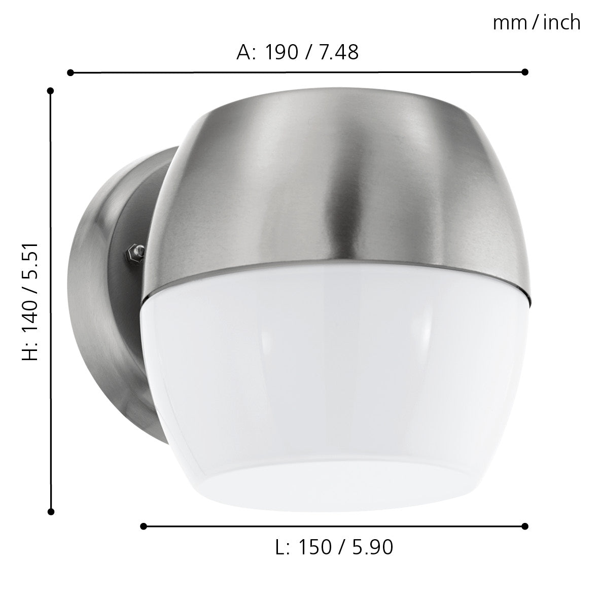eglo oncala ip44 stainless steel outdoor led wall light kitchen lighting