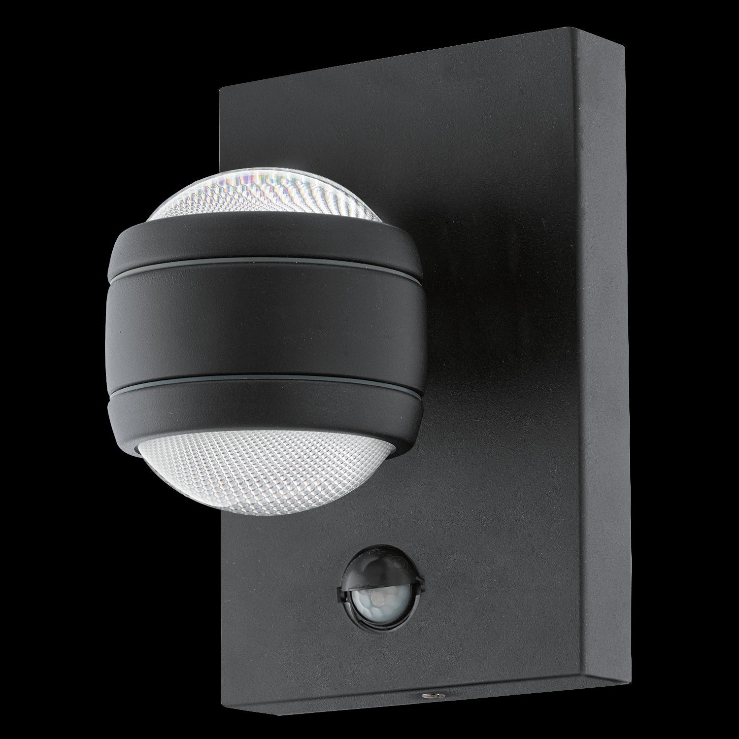 eglo sesimba 1 led black pir outdoor ip44 wall light living room image