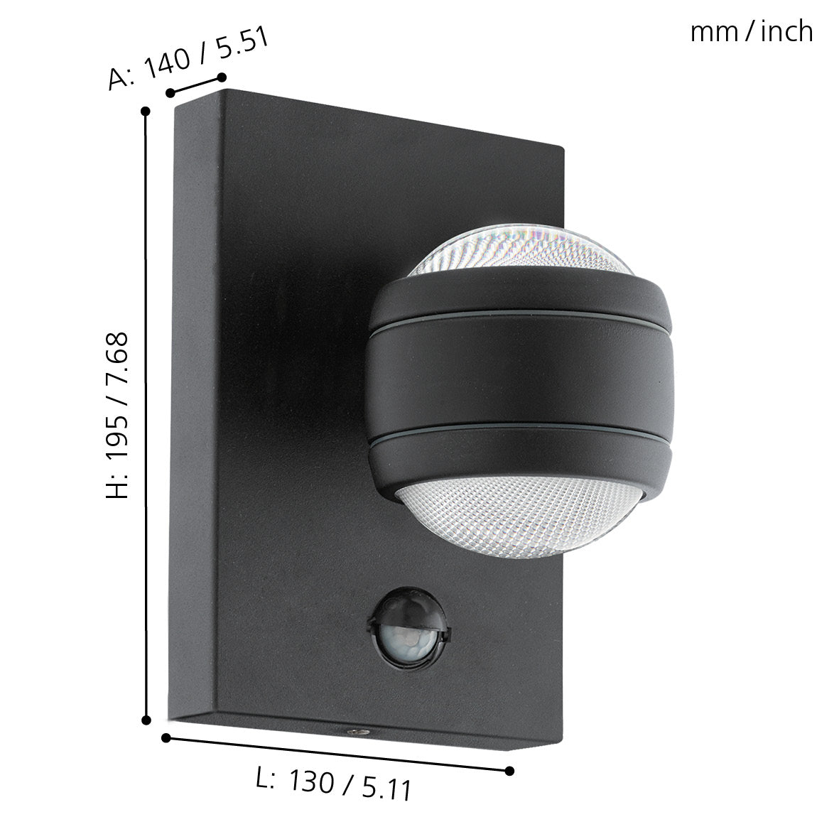 eglo sesimba 1 led black pir outdoor ip44 wall light kitchen lighting
